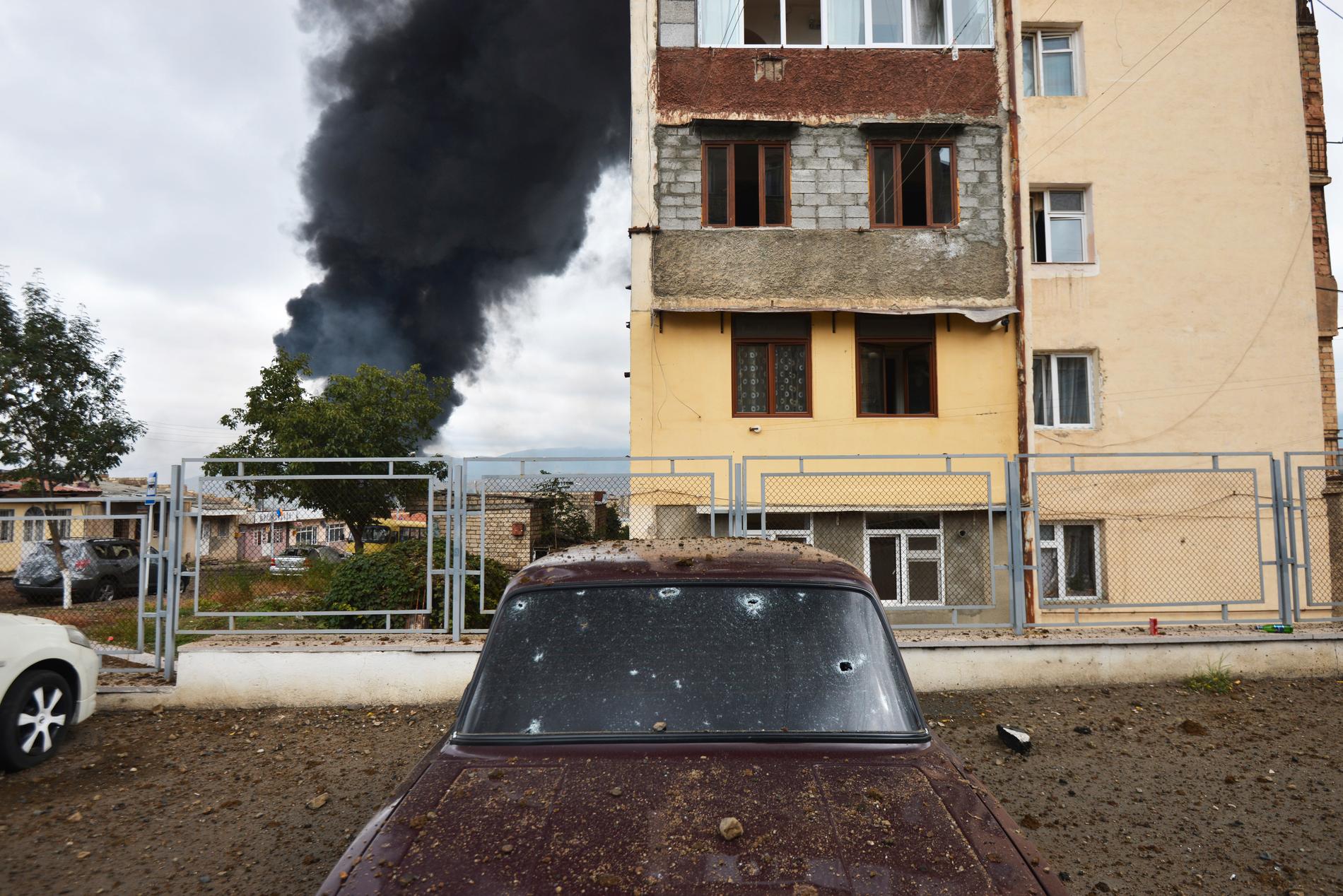 Förstörelse i Stepanakert.