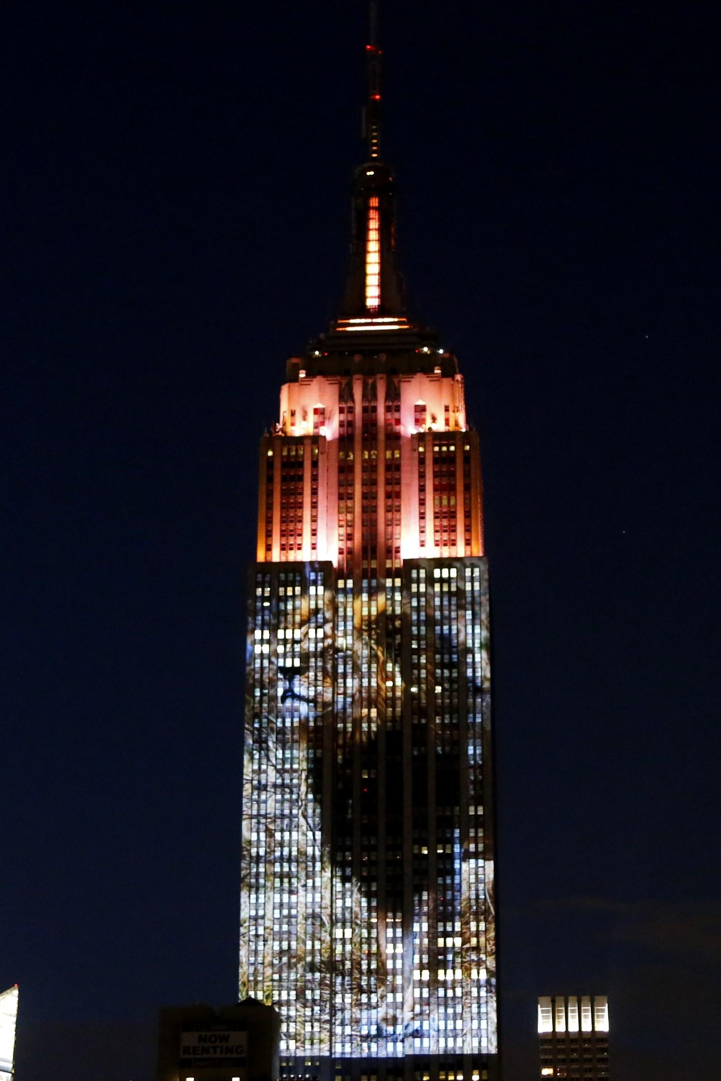 Projektionen täckte 33 våningar på en av New Yorks mest kända skyskrapor.