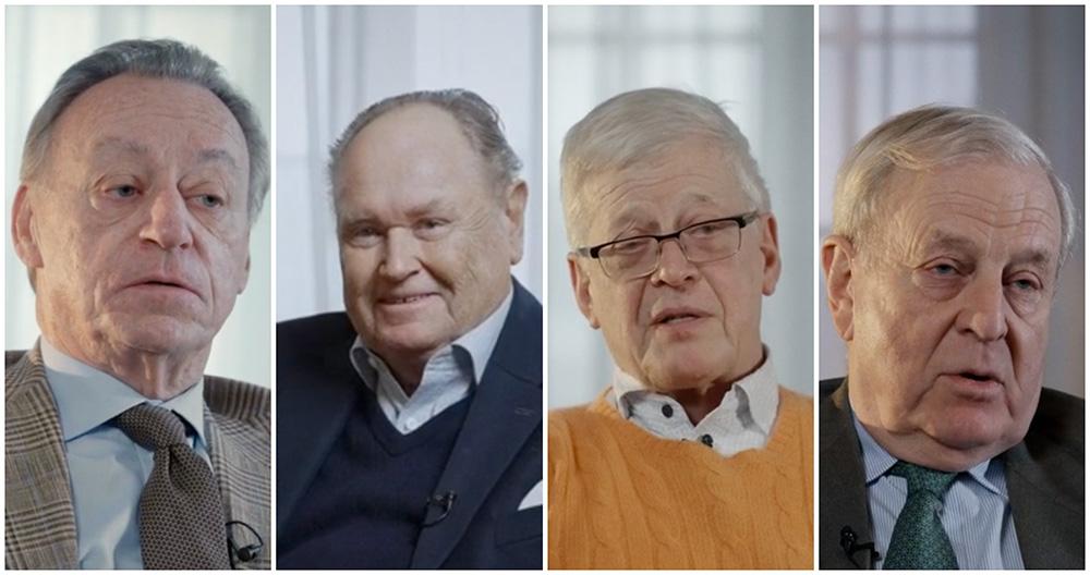 Michael Odvall, Johan Beckman, Douglas von Sydow och Carl Kleman berättar om kungen i dokumentären ”Kungens innersta krets”. 