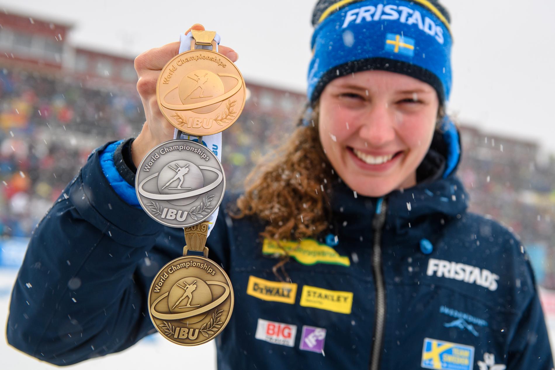 I VM 2019 i Östersund tog Hanna Öberg tre medaljer.