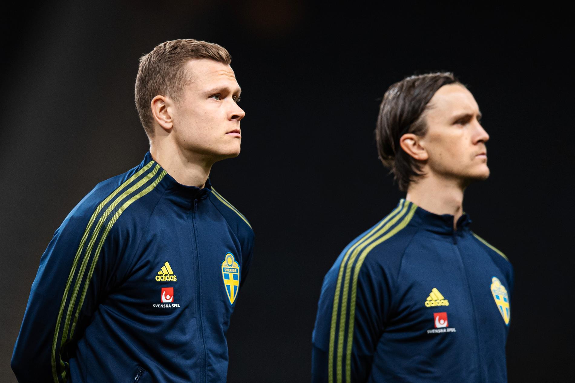 Viktor Claesson och Kristoffer Olsson tillsammans i landslaget. 