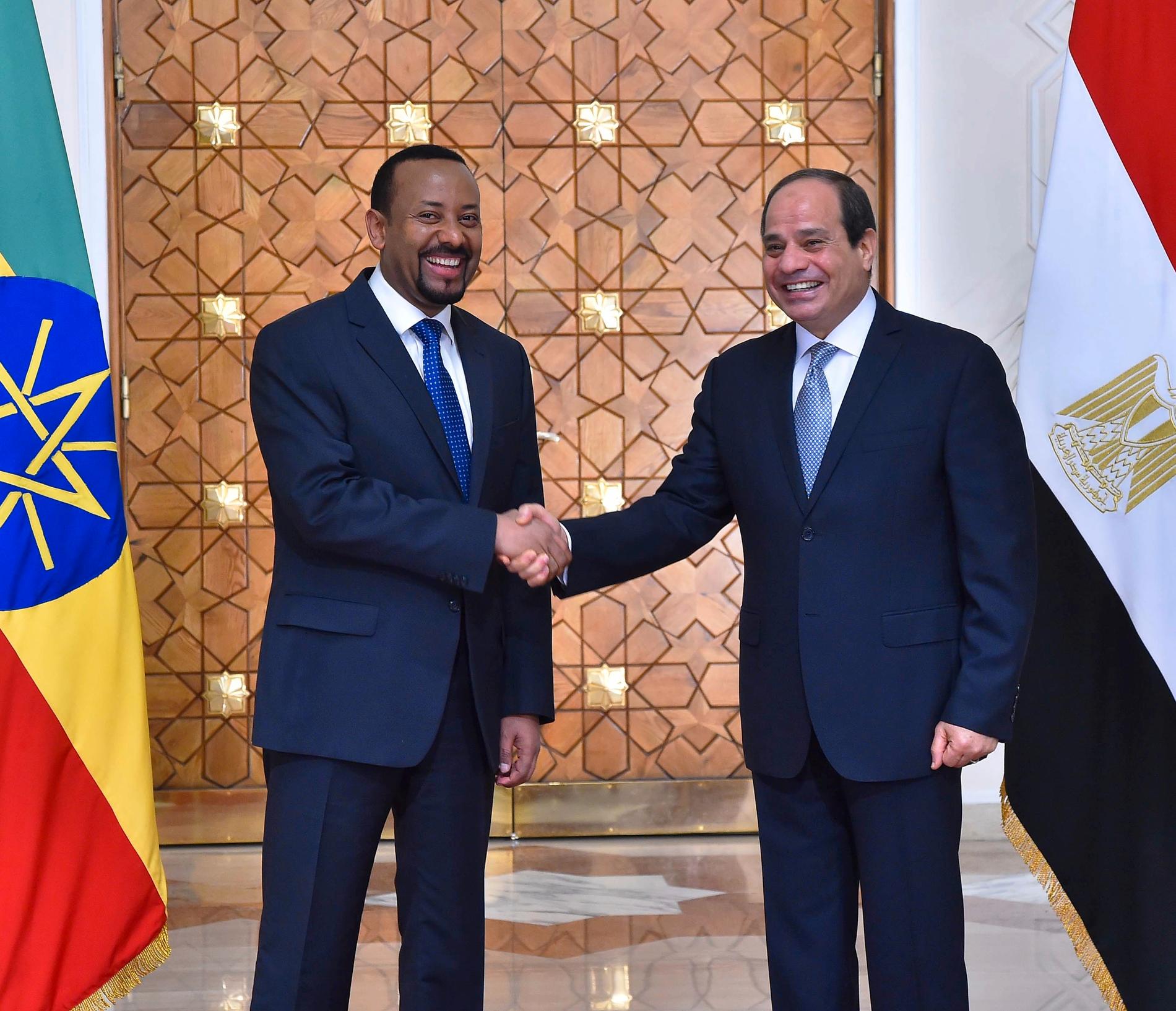Etiopiens premiärminister Abiy Ahmed och Egyptens president Abd al-Fattah al-Sisi. Arkivbild.