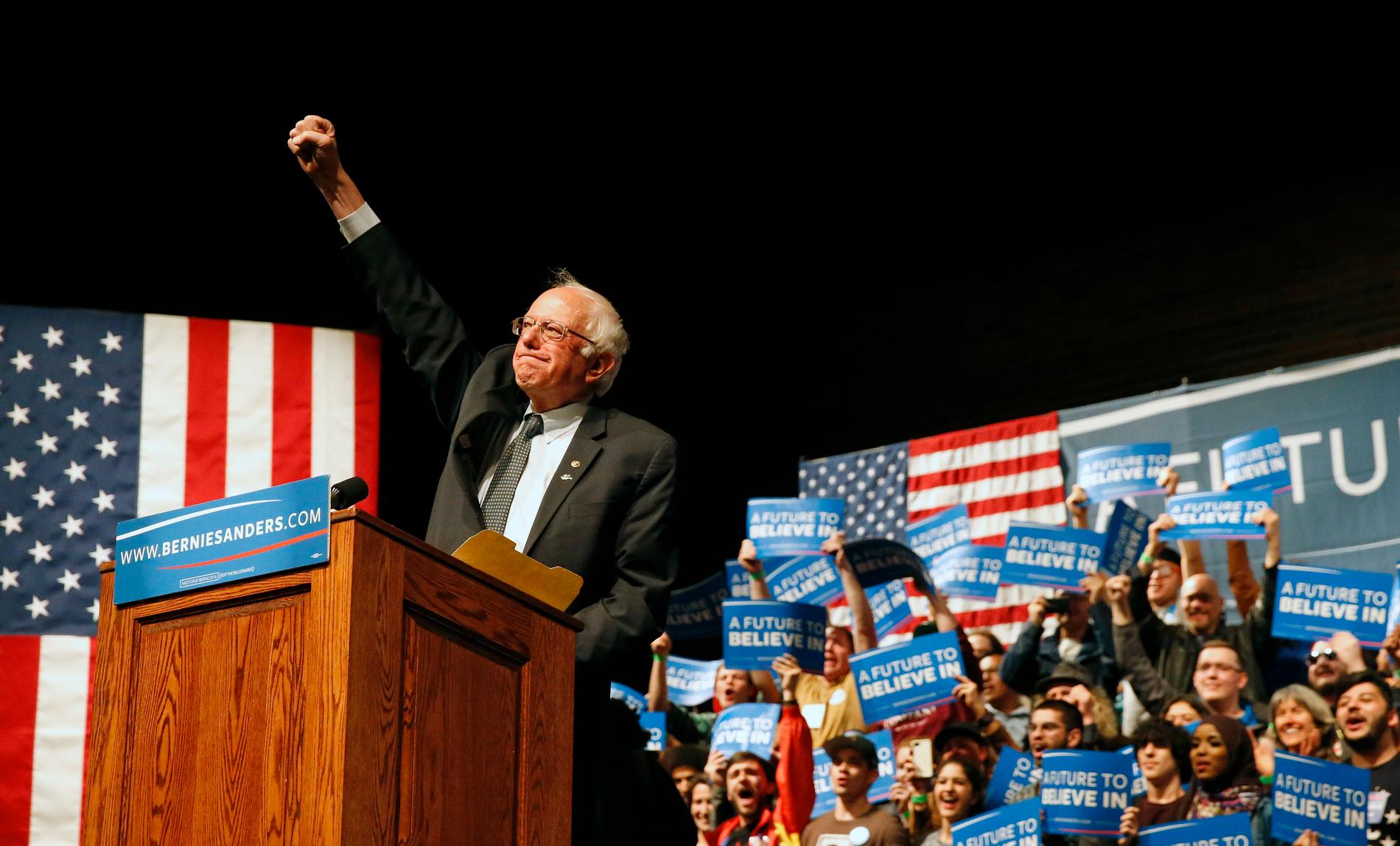 Bernie Sanders håller tal i Wisconsin