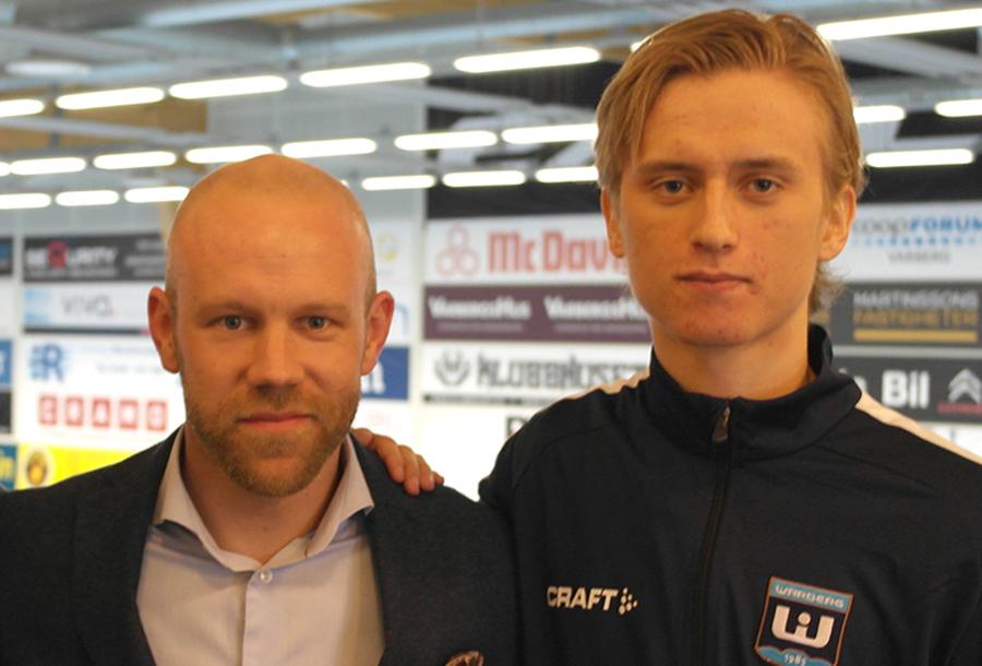 Skärmdump från Warberg IC:s hemsida. Adam Dahlqvist till höger.