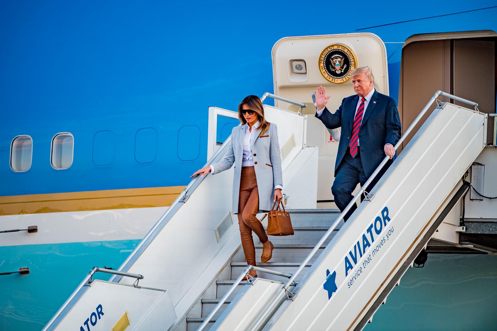 Här landade Donald och Melania Trump. 