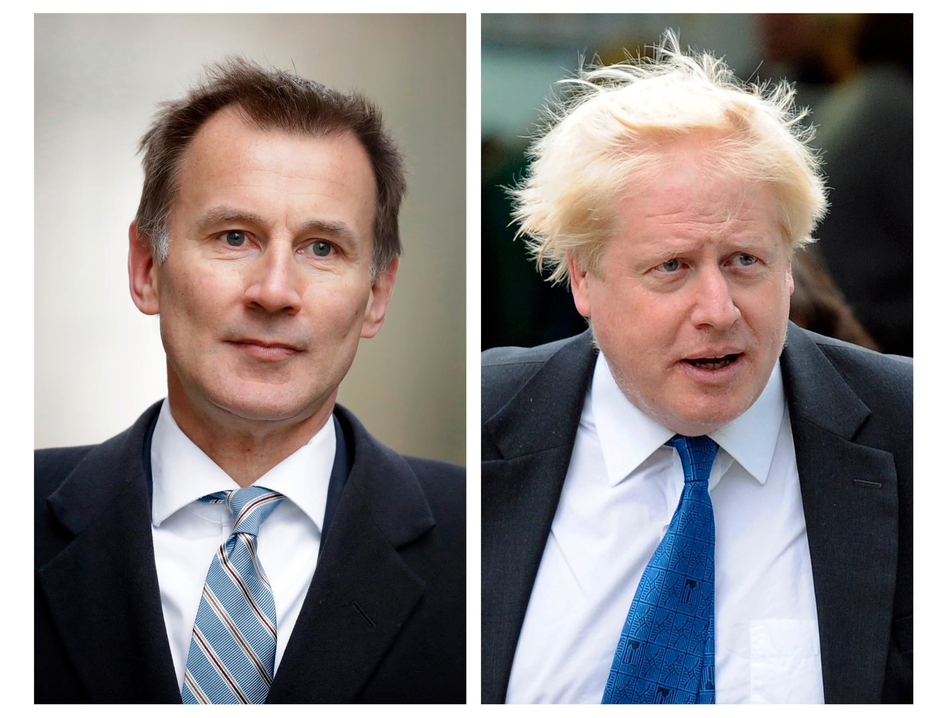 Jeremy Hunt och Boris Johnson. Montage/arkivbild.