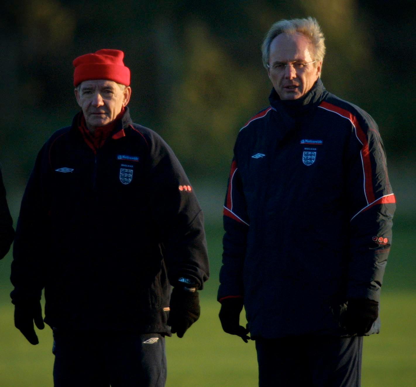 Tord Grip och Sven-Göran Eriksson när de tränade Englands fotbollslandslag.
