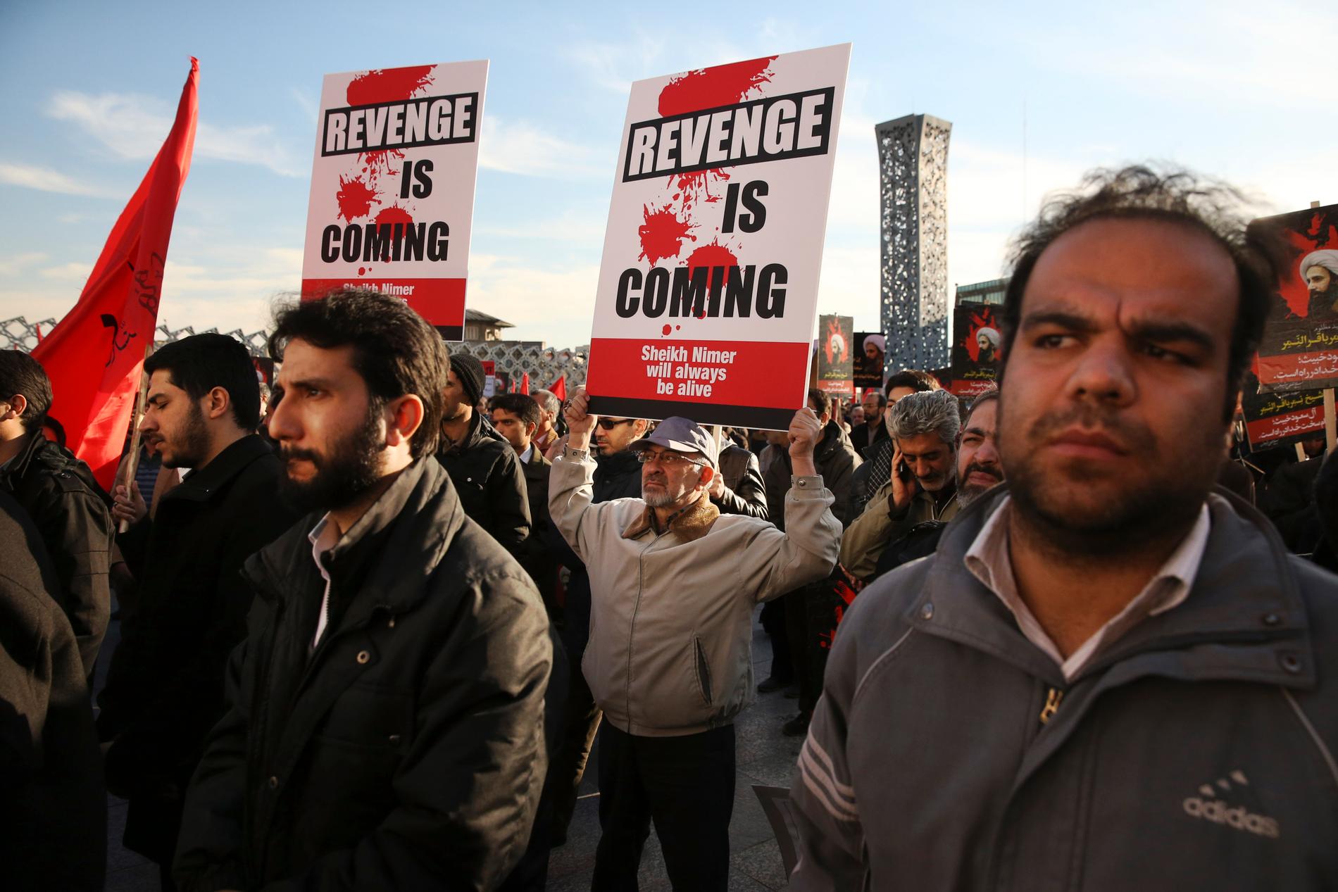 Antisaudiska demonstranter i Teheran i januari 2016.