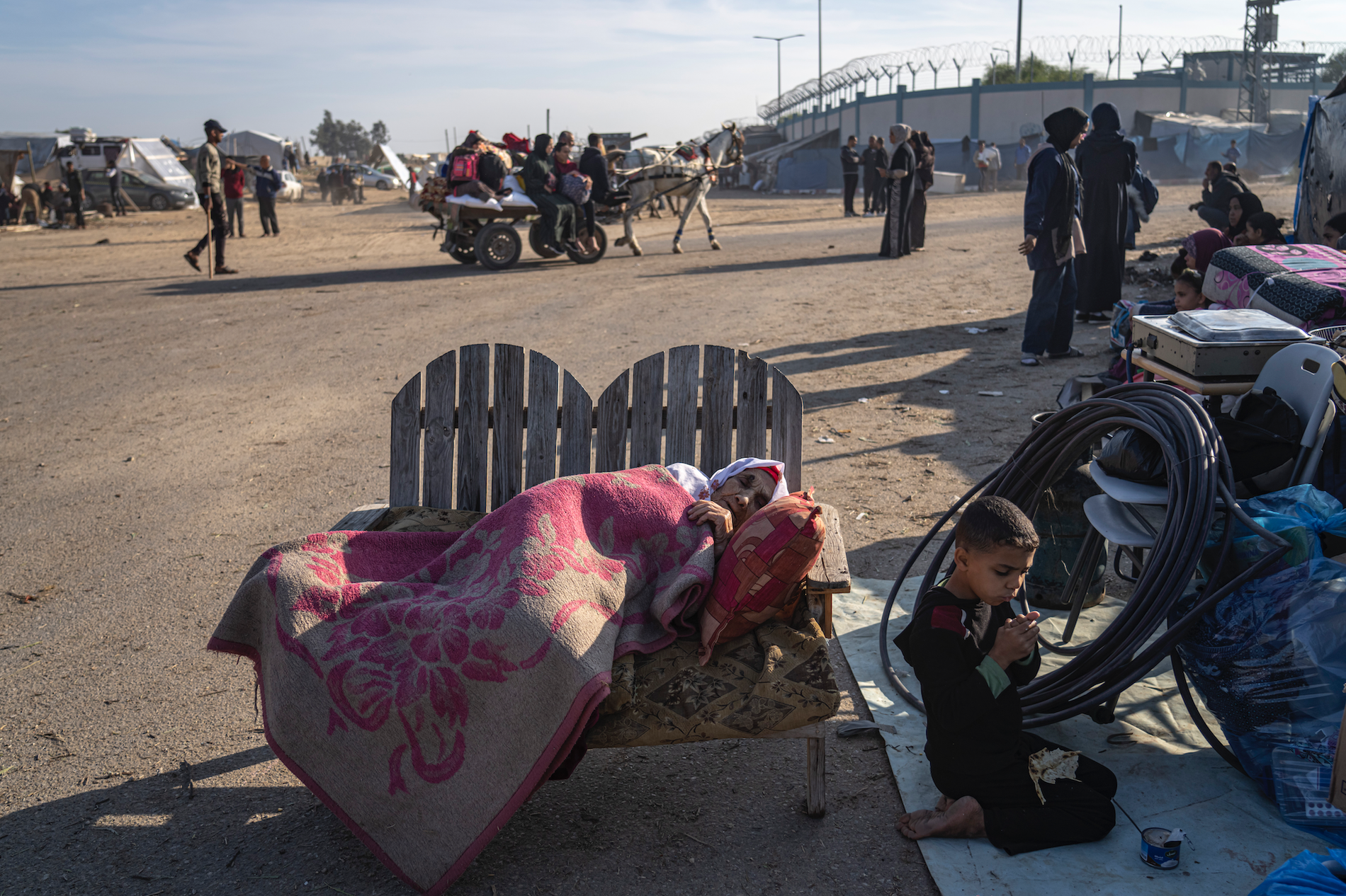 Palestinska flyktingar i Rafah. 