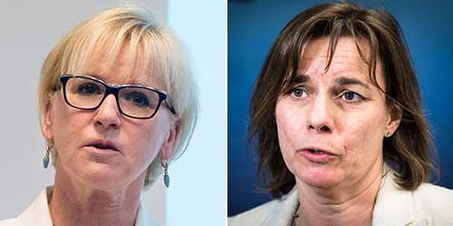 Utrikesminister Margot Wallström (S), biståndsminister Isabella Lövin (MP).