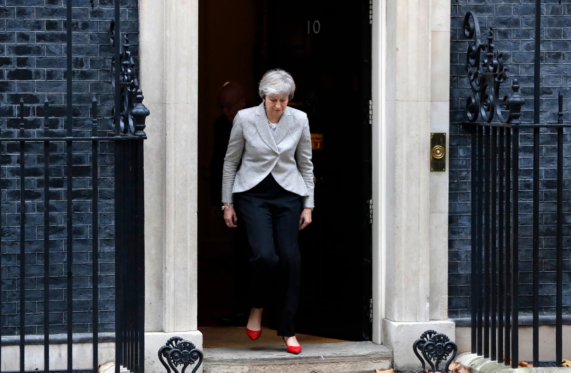 Storbritanniens premiärminister Theresa May utanför 10 Downing Street i London tidigare i veckan.