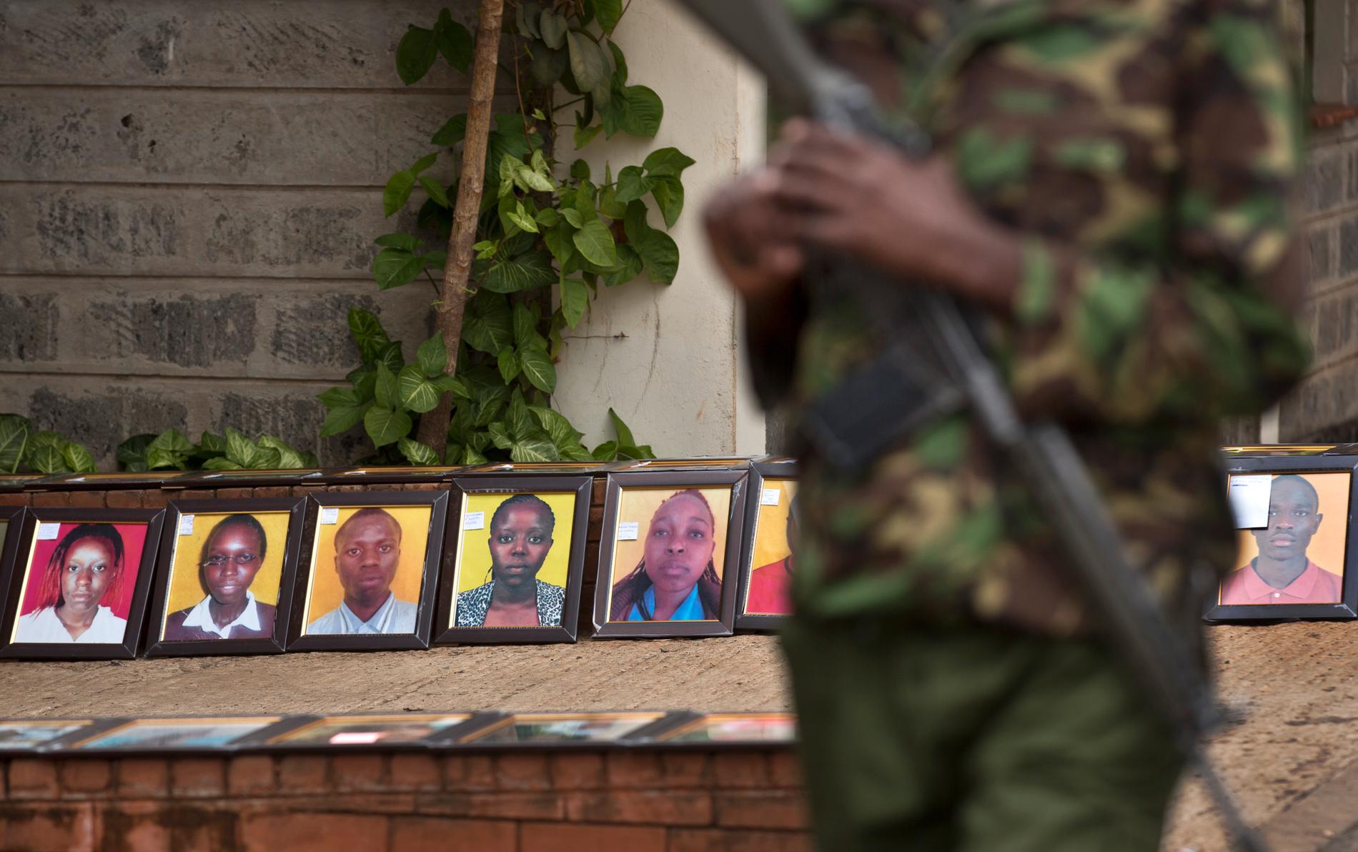 Bilder på några av offren för Garissamassakern. Arkivbild.