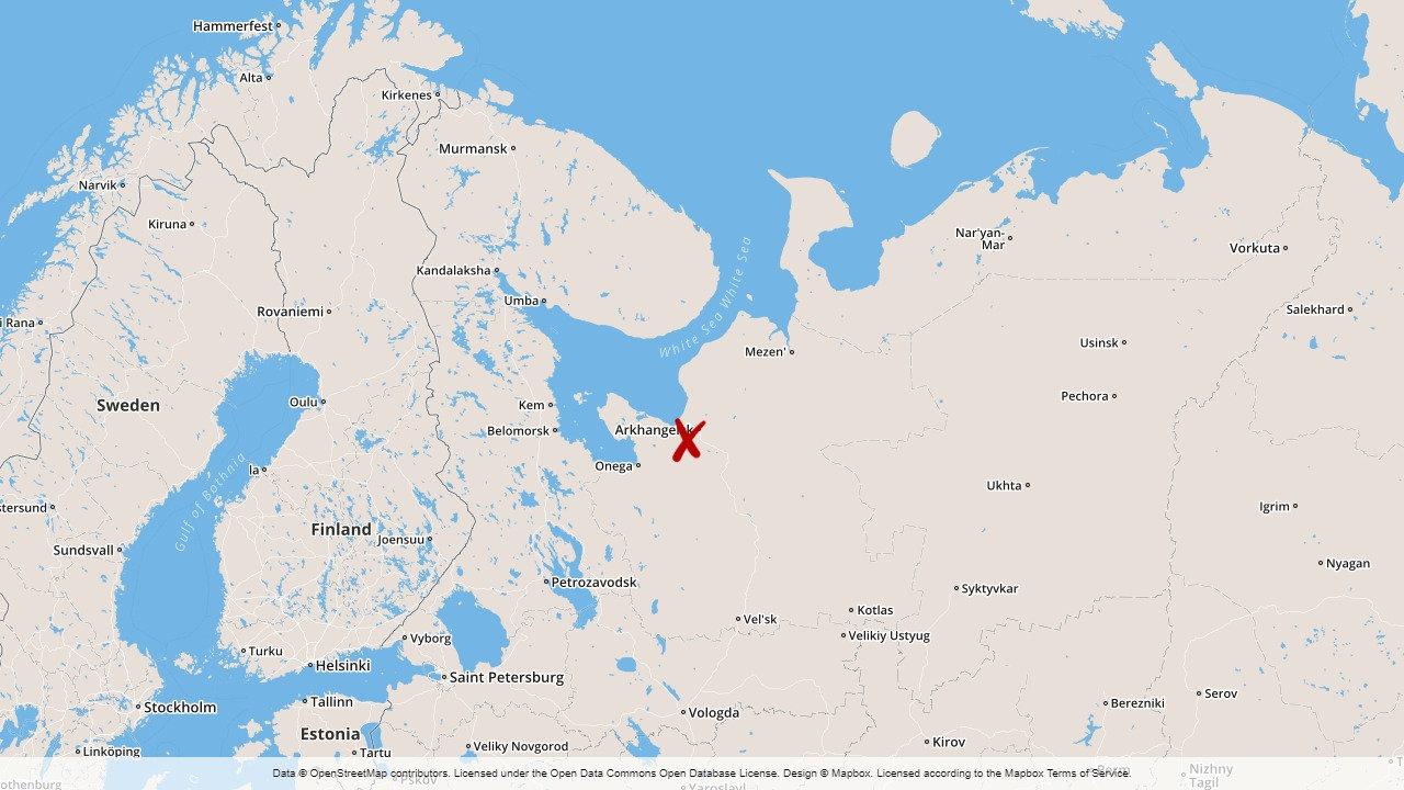 Olyckan vid den militära testanläggningen inträffade nära Archangelsk i nordvästra Ryssland.