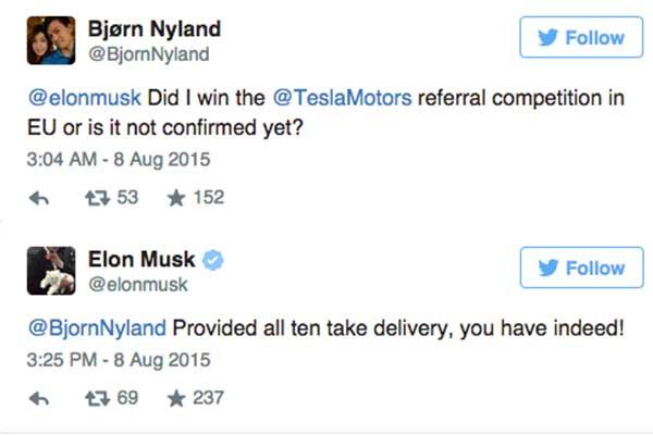 Bjørn och Elon Musk har snackat om vinsten på Twitter.