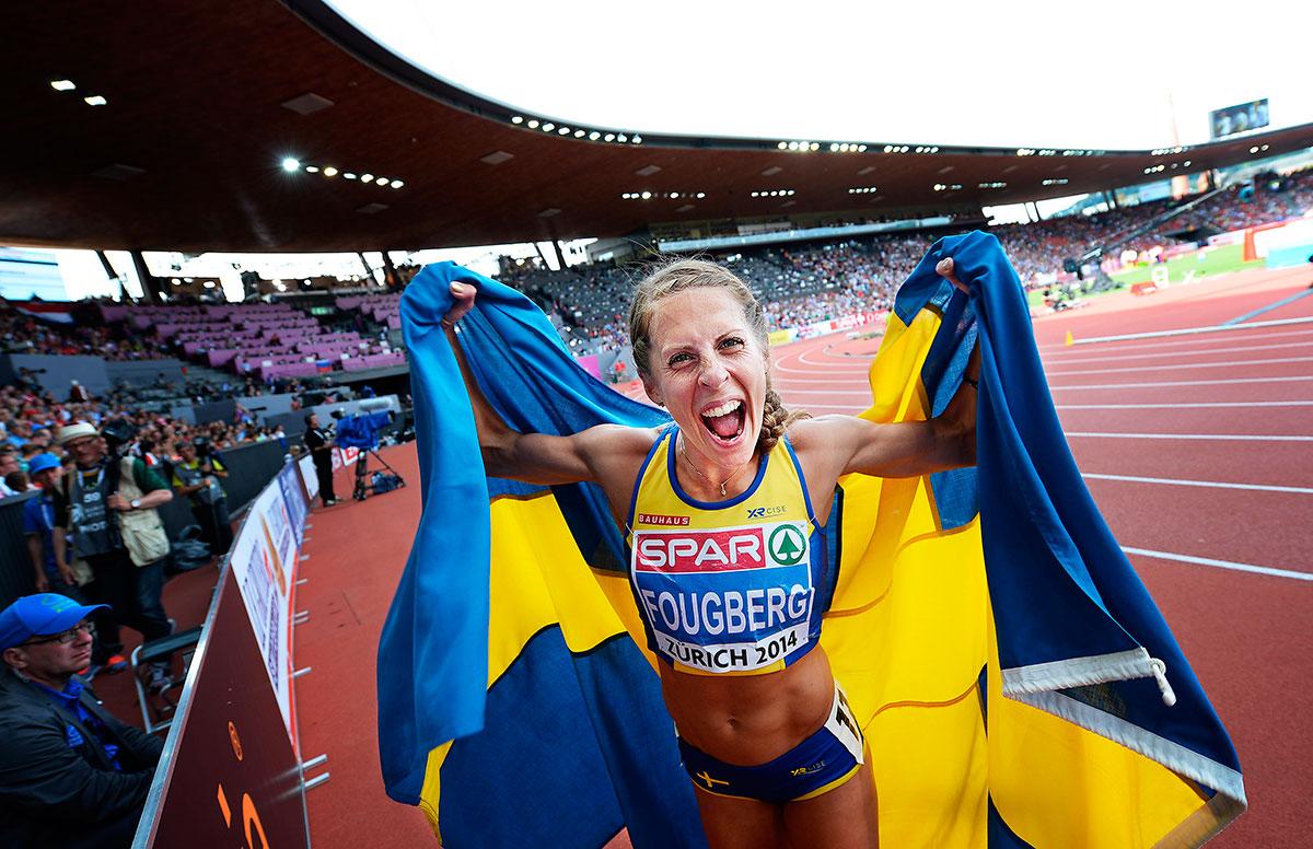 Charlotta Fougberg efter sitt EM-silver i augusti 2014.