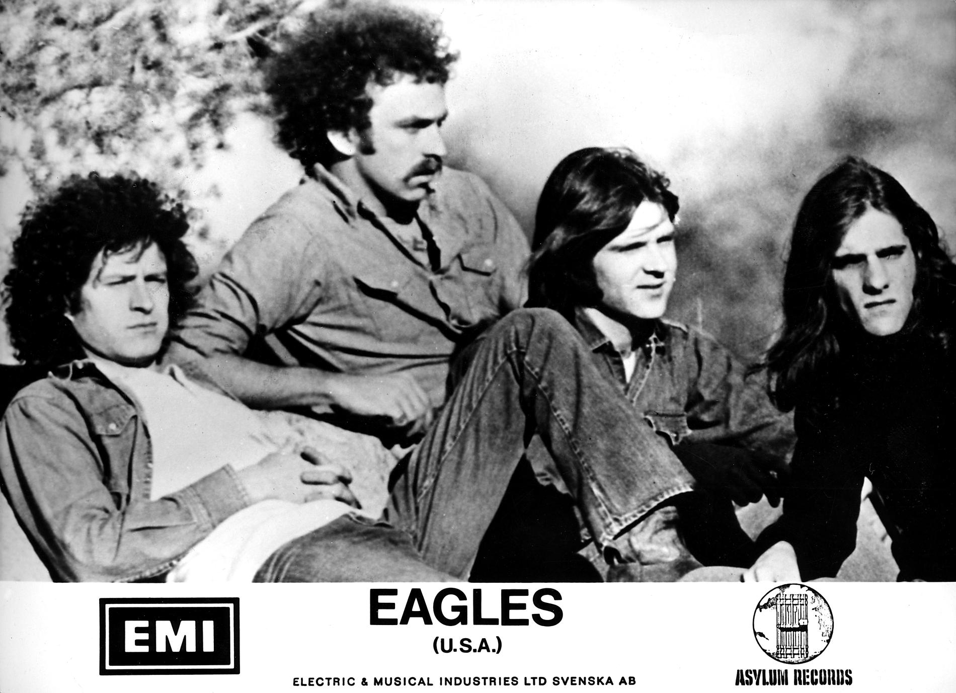 Eagles.  Fr v Don Henley, Bernie Leadon, Randy Meisner och Glenn Frey. Odaterad arkivbild