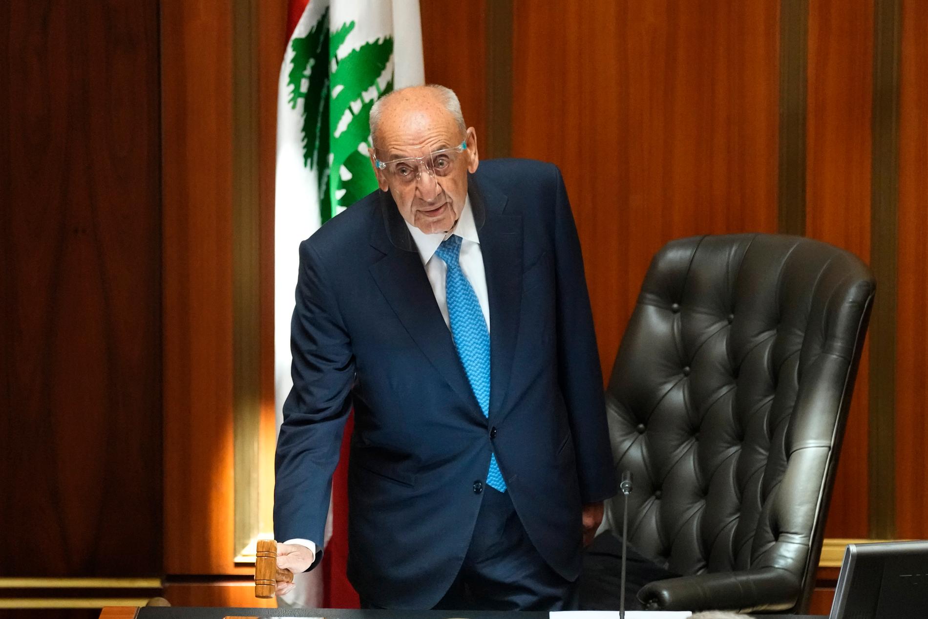 Talmansveteranen Nabih Berri i parlamentet i Beirut.