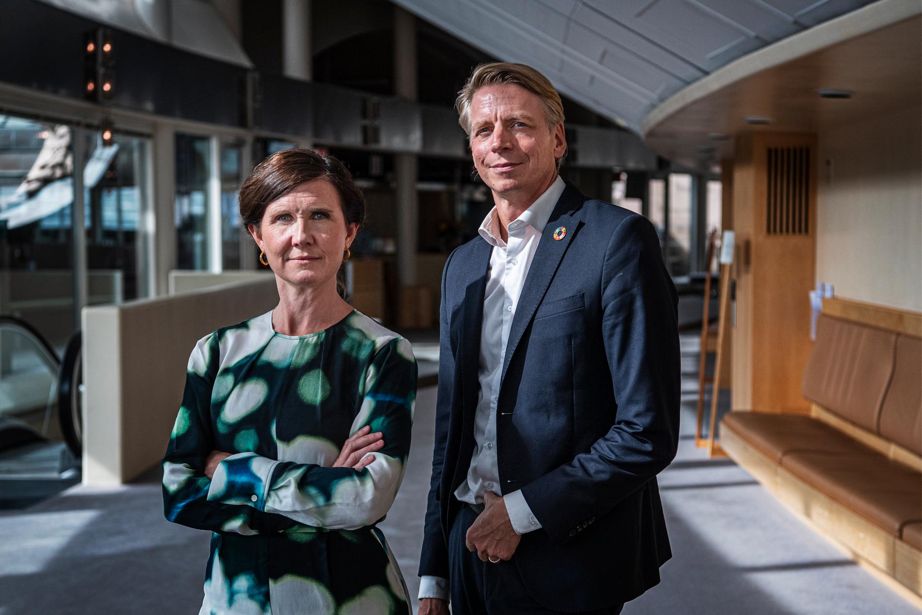 Miljöpartiets språkrör Märta Stenevi och Per Bolund menar att klimatet kommer att bli en stridsfråga. 