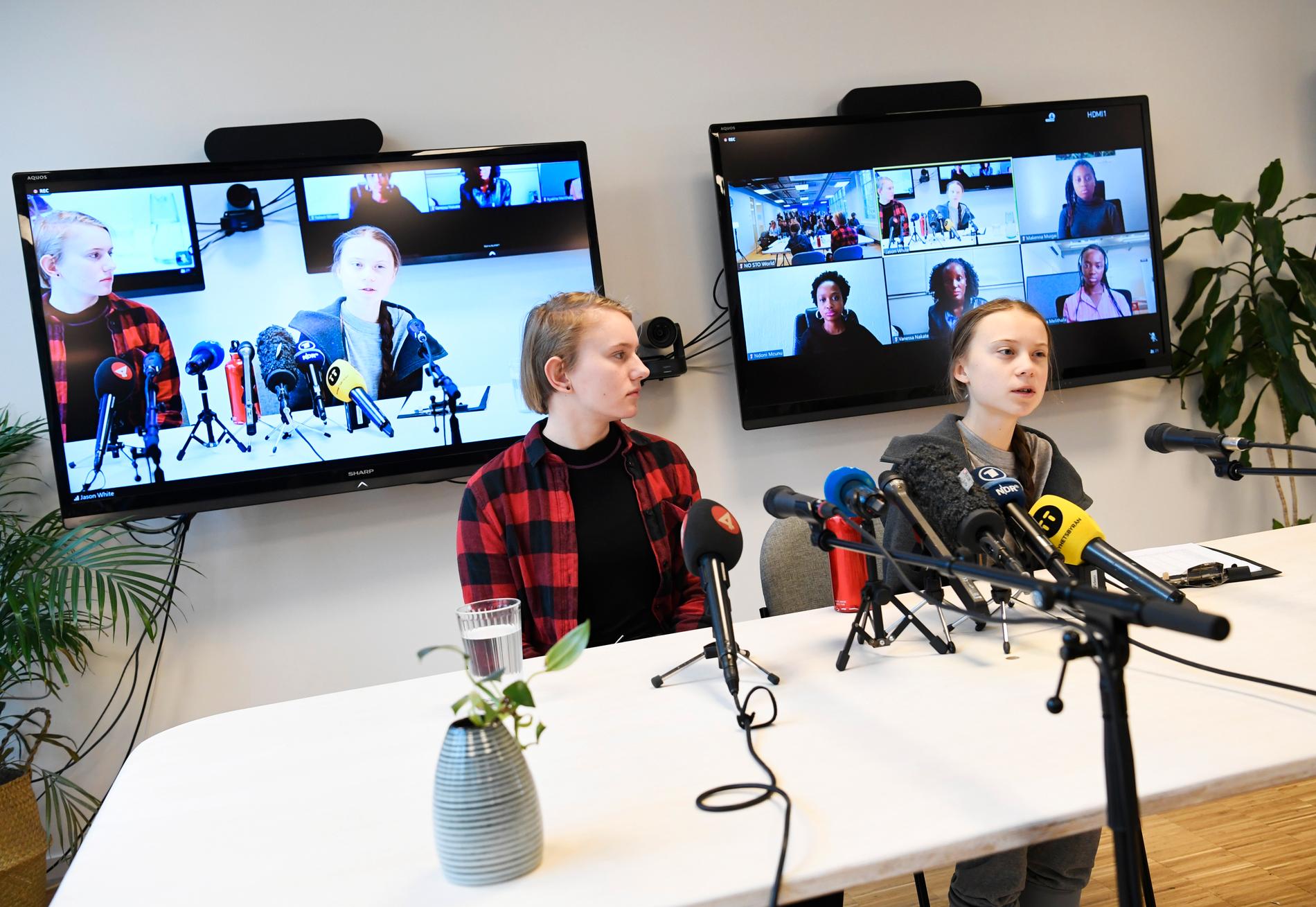 Klimataktivisterna Ell Ottosson Jarl och Greta Thunberg.