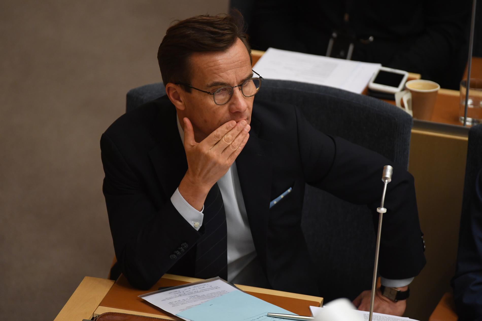 Ulf Kristersson (m) inför förmiddagens statsministeromröstning.
