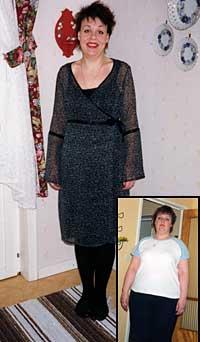 Före och efter Kristina gick ned 42 kilo med pulverdieten.