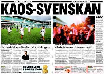 Några sidor ur Sportbladets bevakning om degraderingen av Örebro i mitten av november förra året.