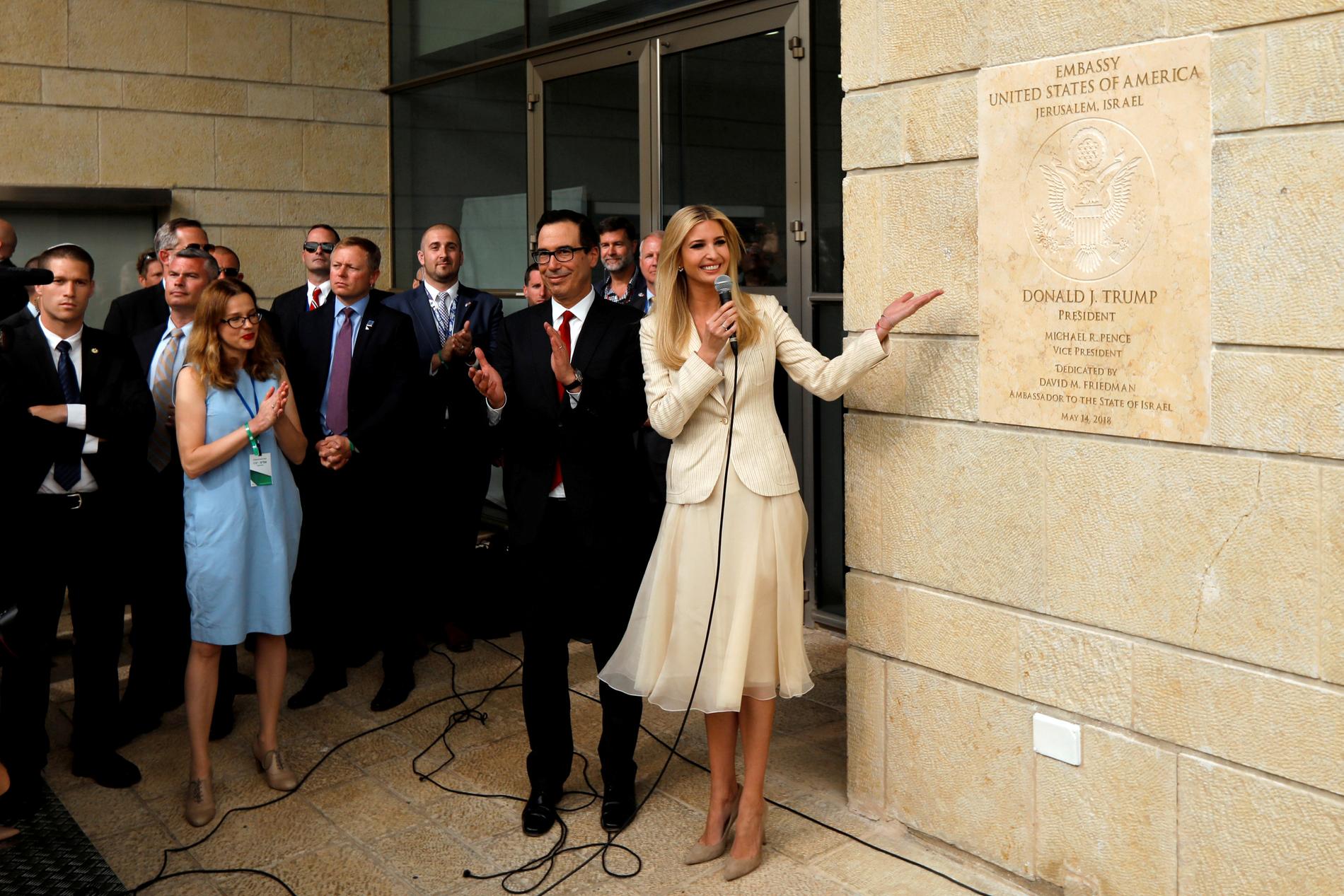 Donald Trumps dotter Ivanka Trump i samband med invigningen av USA:s ambassad i Jerusalem förra året. Arkivbild.