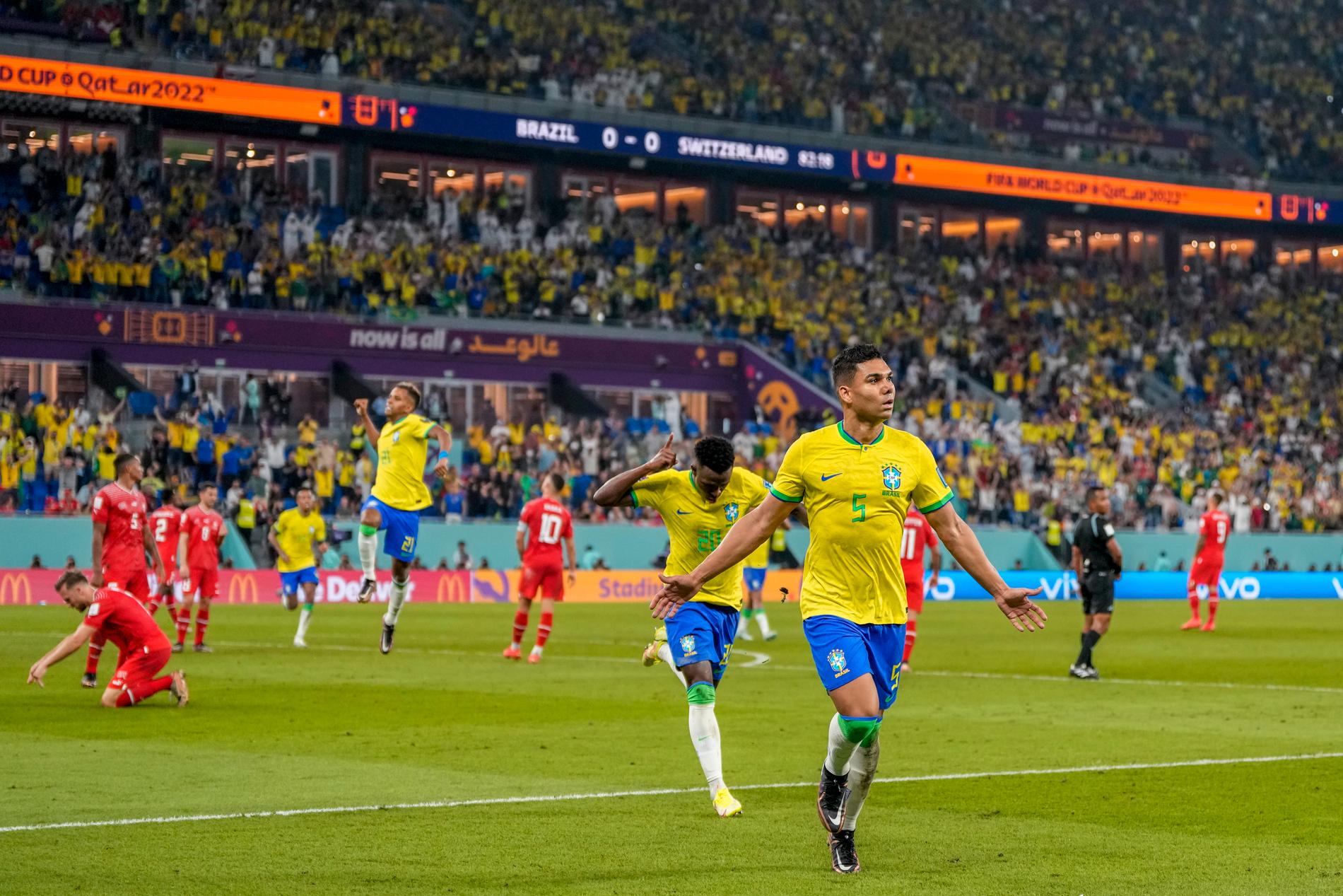 Brasiliens Casemiro gjorde matchens enda mål mot Schweiz.