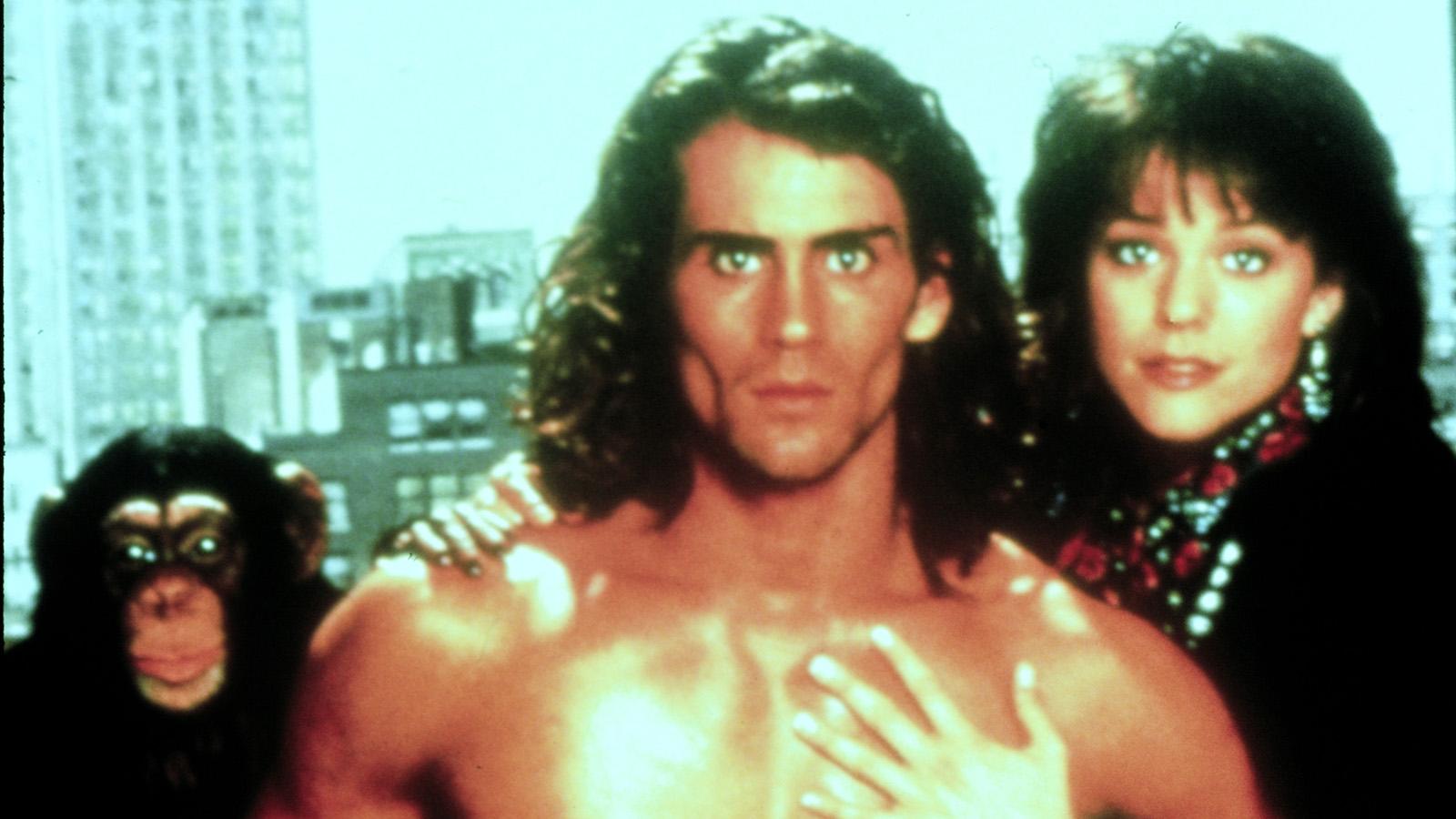 Joe Lara med Kim Crosby i ”Tarzan på Manhattan”.