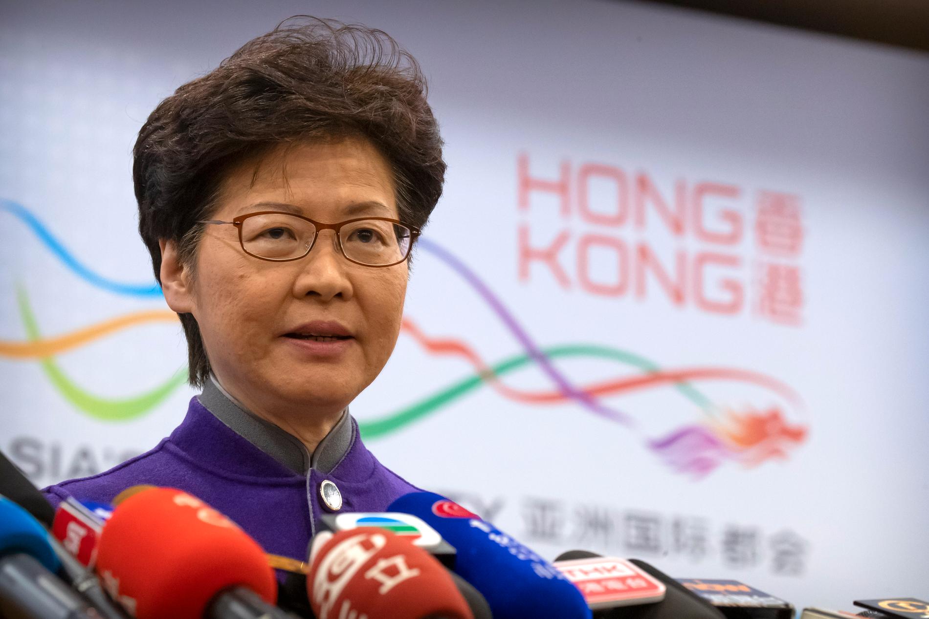 Hongkongs nuvarande ledare Carrie Lam.