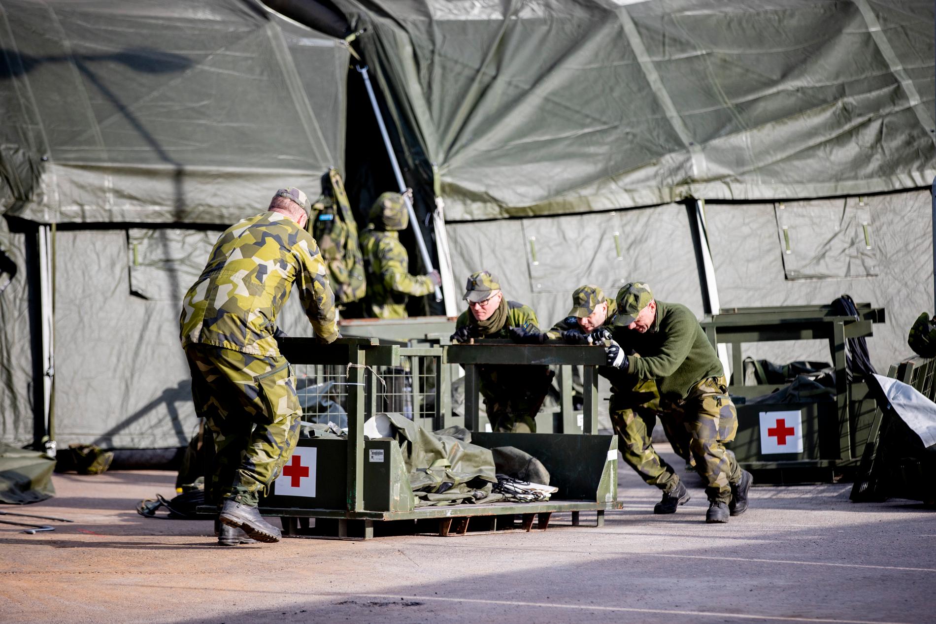I Göteborg har Försvarsmakten byggt ett fältsjukhus med 20 intensivvårdsplatser. Arkivbild.