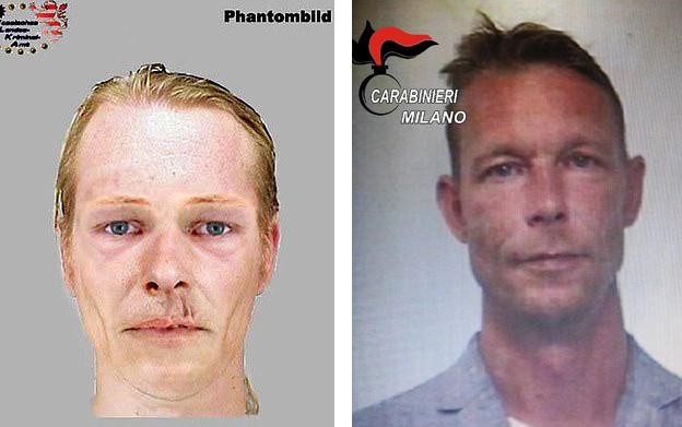 Till vänster är den fantombild som tysk polis släppte i samband med mordet på 13-årige Tristan. Och till höger Christian Brückner, misstänkt för att ha mördat Madeleine McCann. 