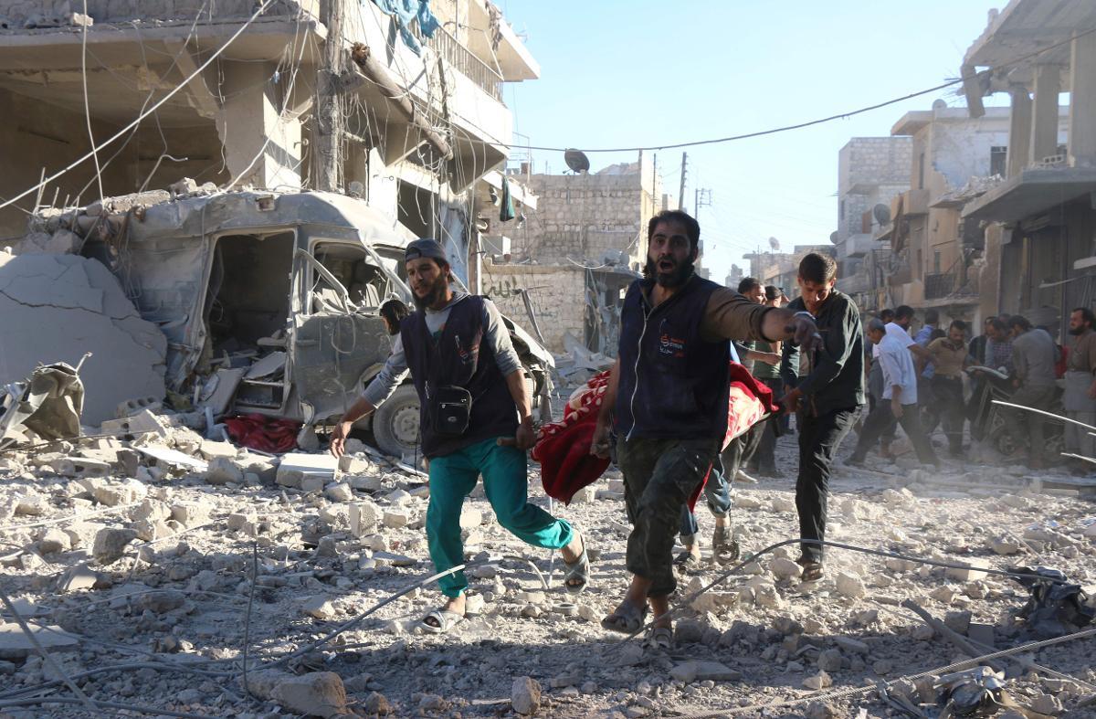 Räddningsarbetare i Aleppo.oto: