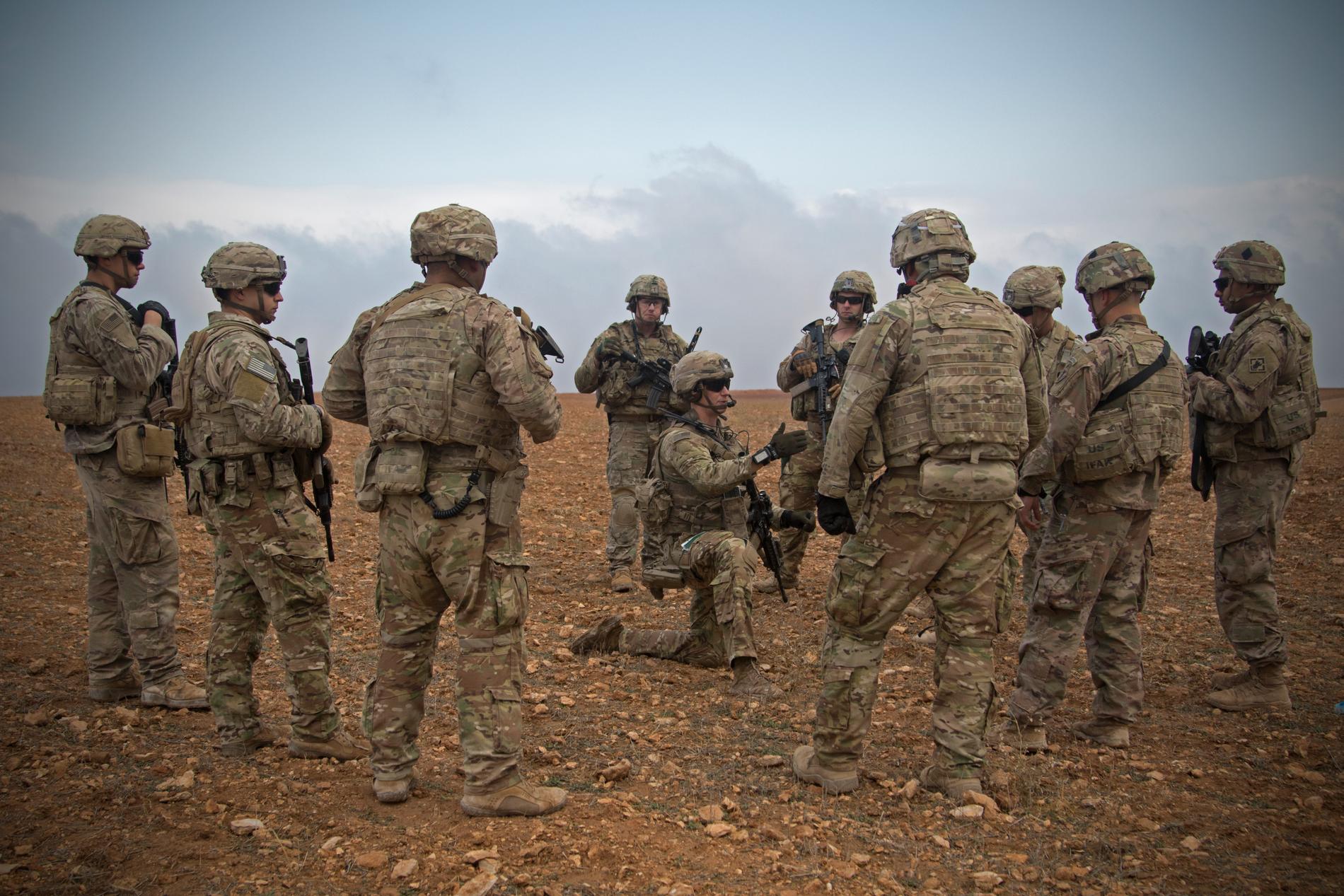 Amerikanska soldater i Manbij. Arkivbild.