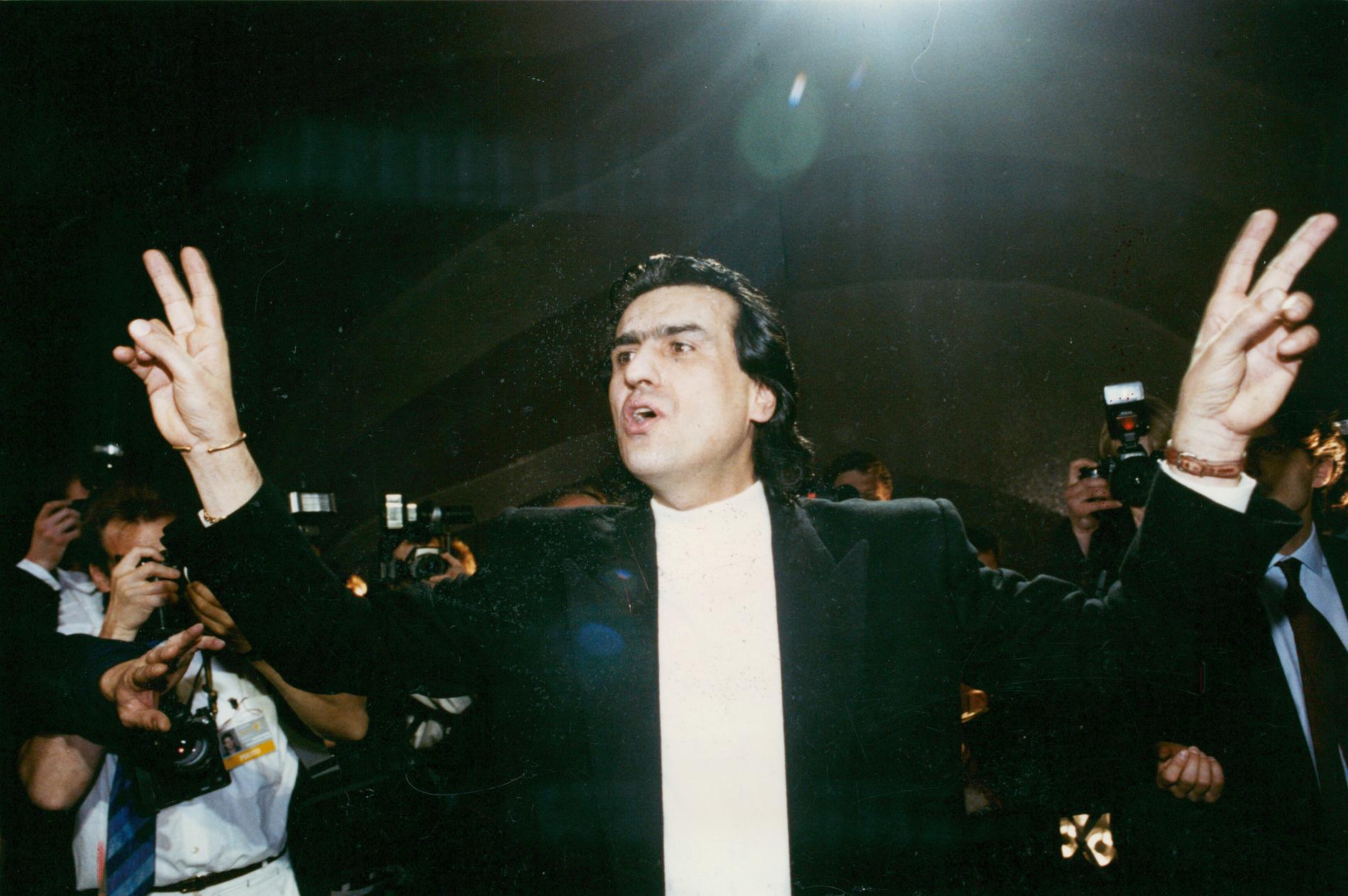 Salvatore Cutugno, sångare musiker kompositör Italien, som vann med sin låt ”Insieme:1992”.