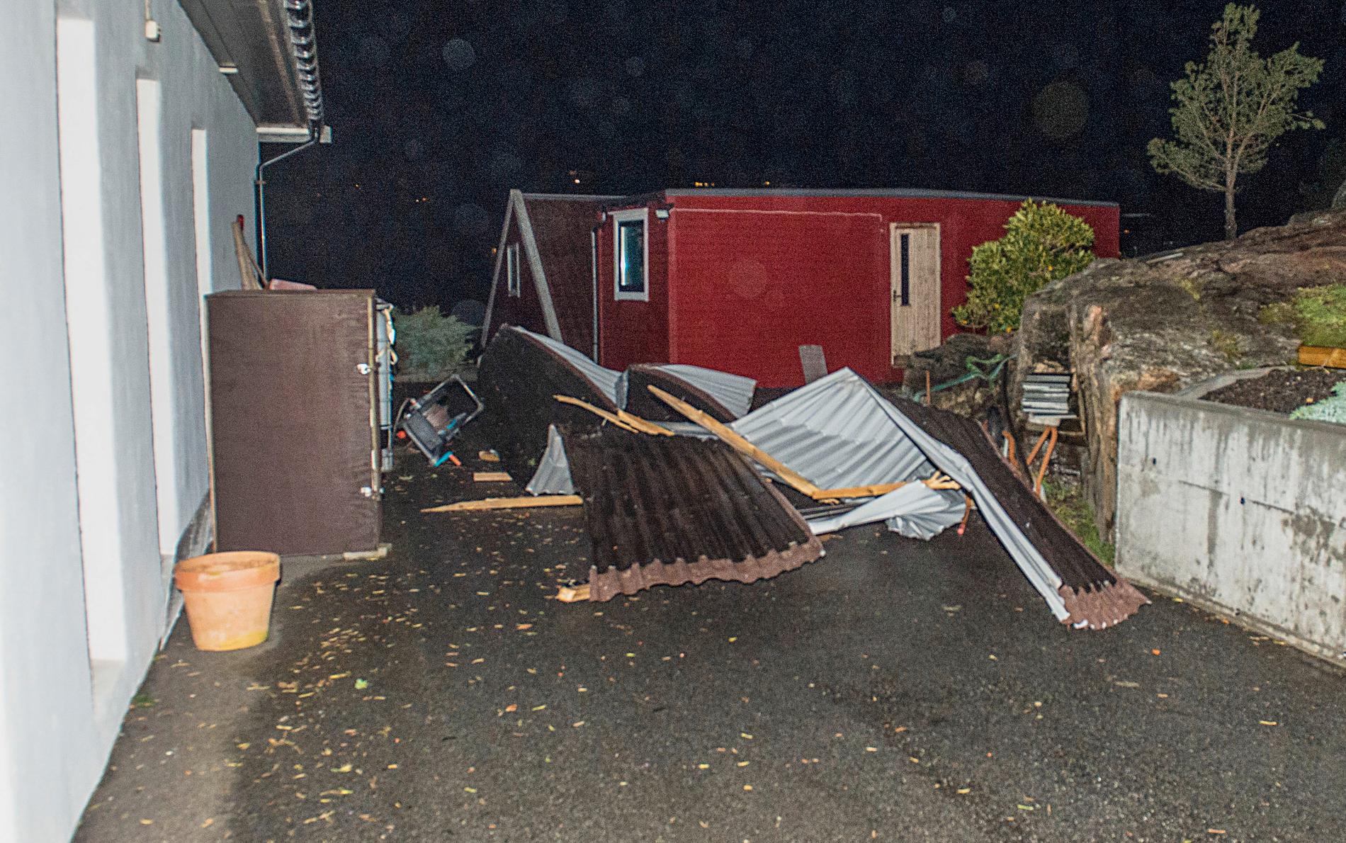Så här såg det ut efter att stormen svept fram utanför Bergen i Norge i går.