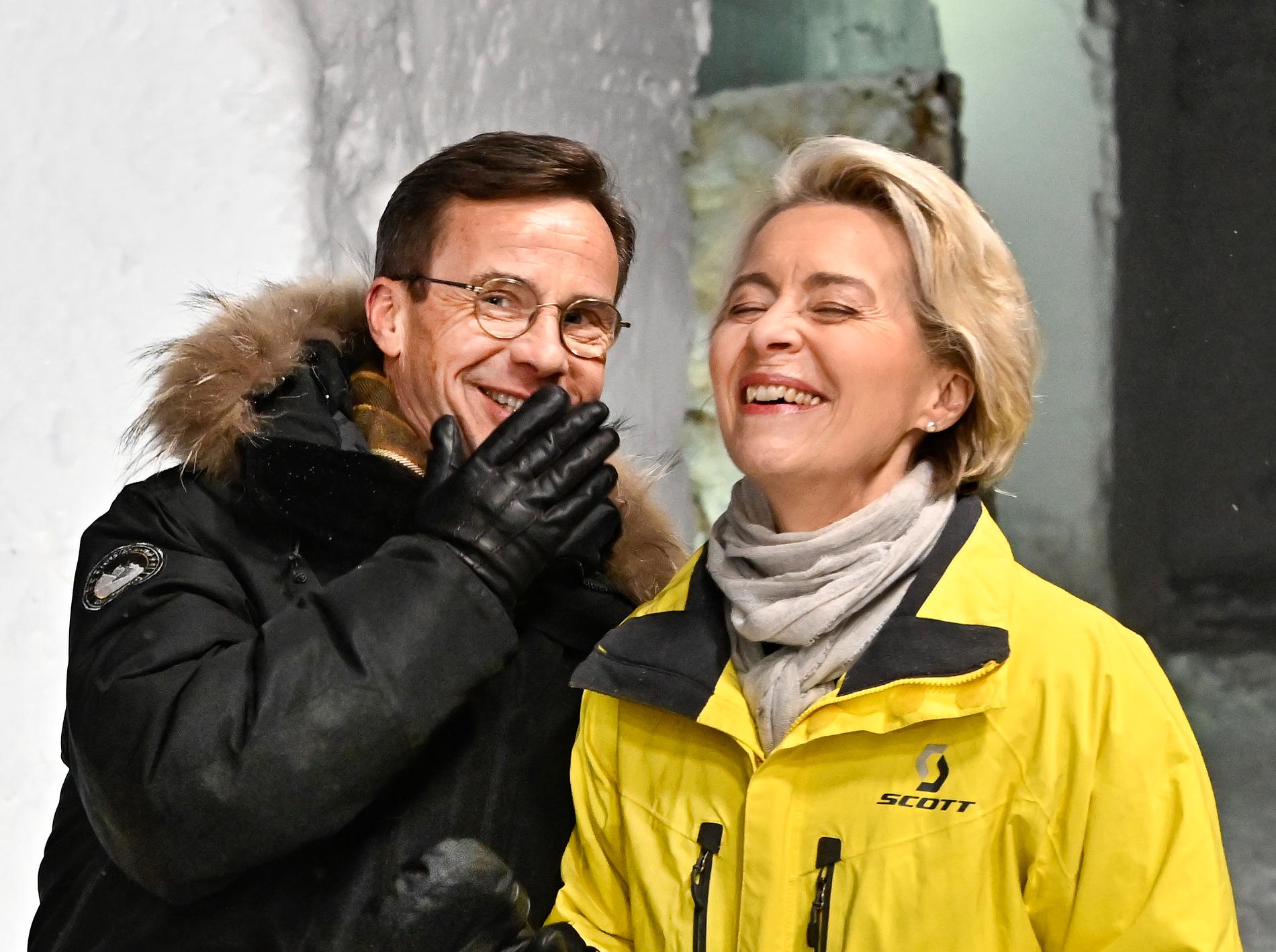 Ulf Kristersson och Europeiska kommissionens ordförande Ursula von der Leyen tyckte det var kul att vara i Norrland.