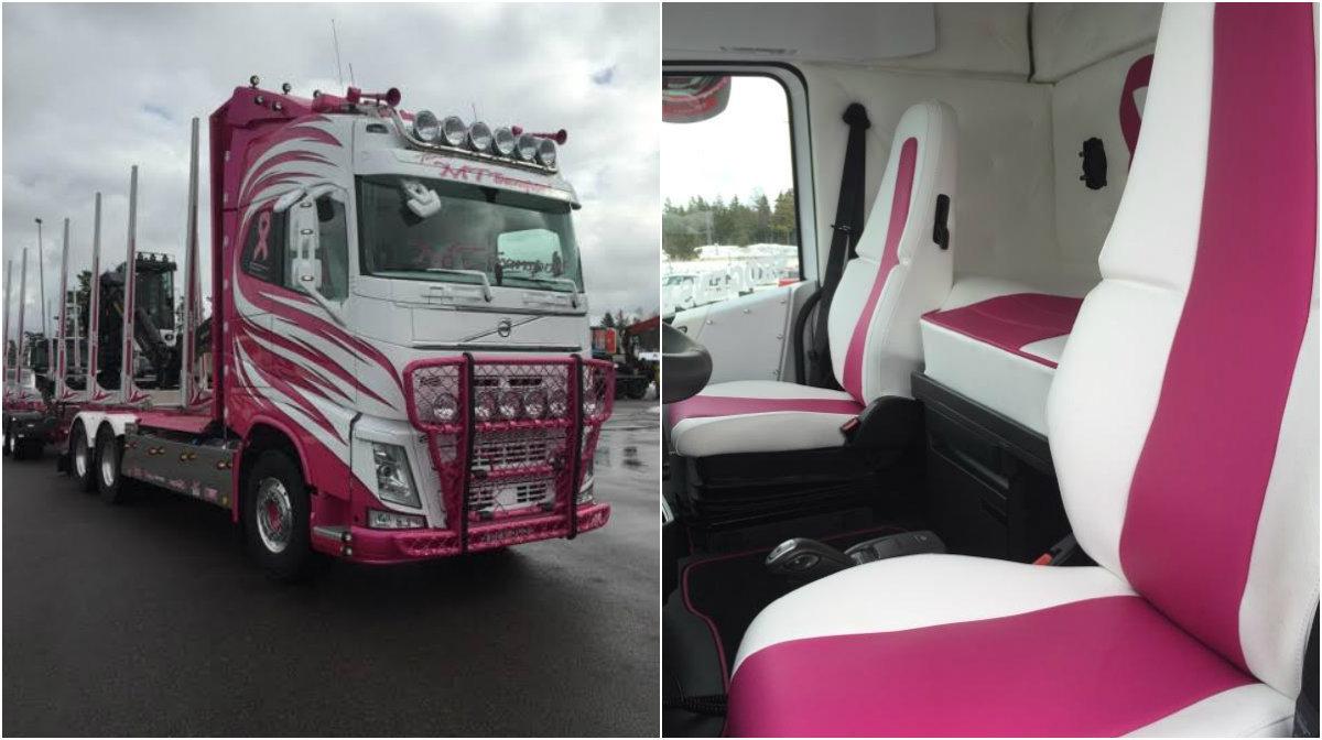 Så här ser den rosa lastbilen ut.