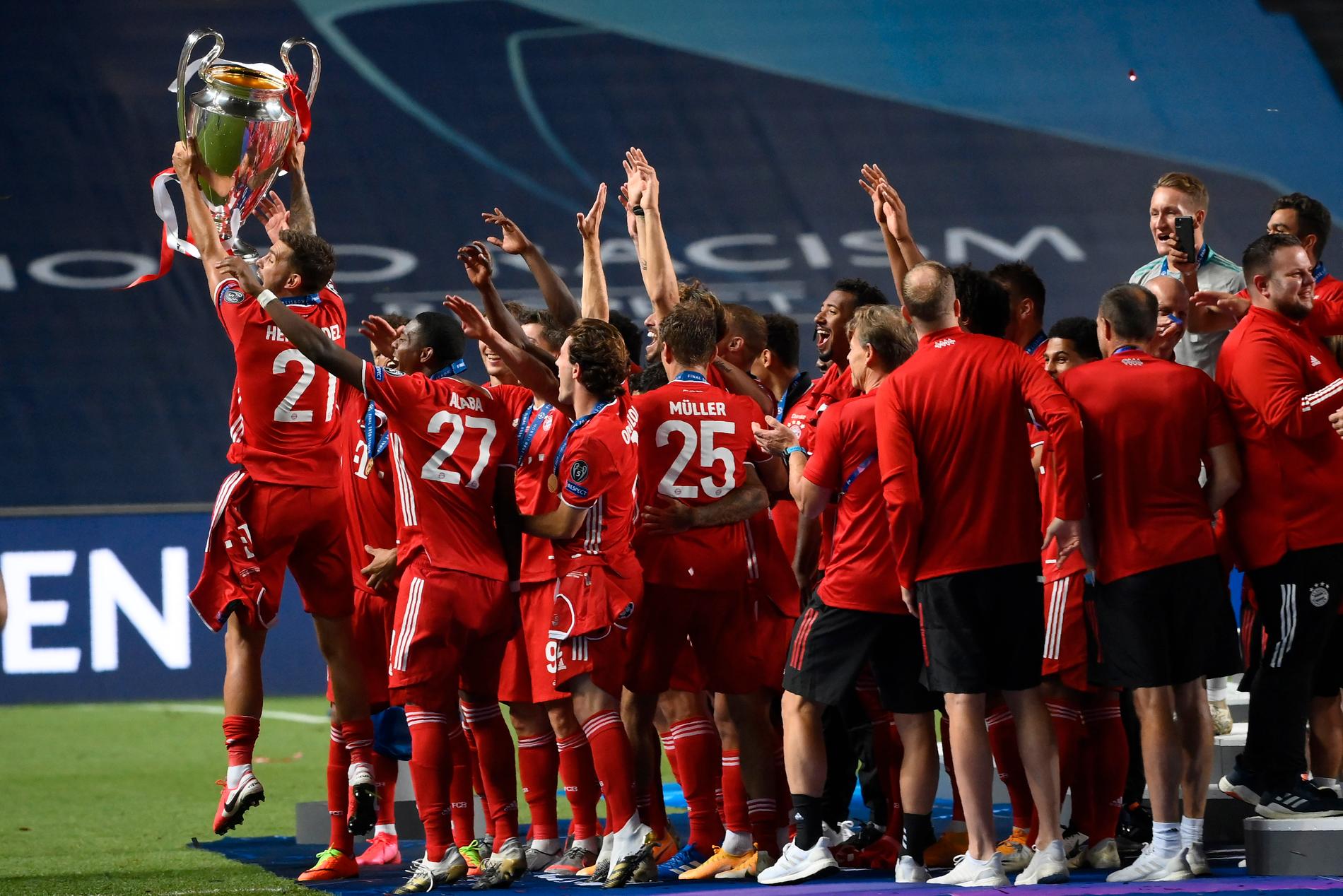 Bayern München firar Champions League-titeln efter finalsegern mot Paris SG i somras. Arkivbild.