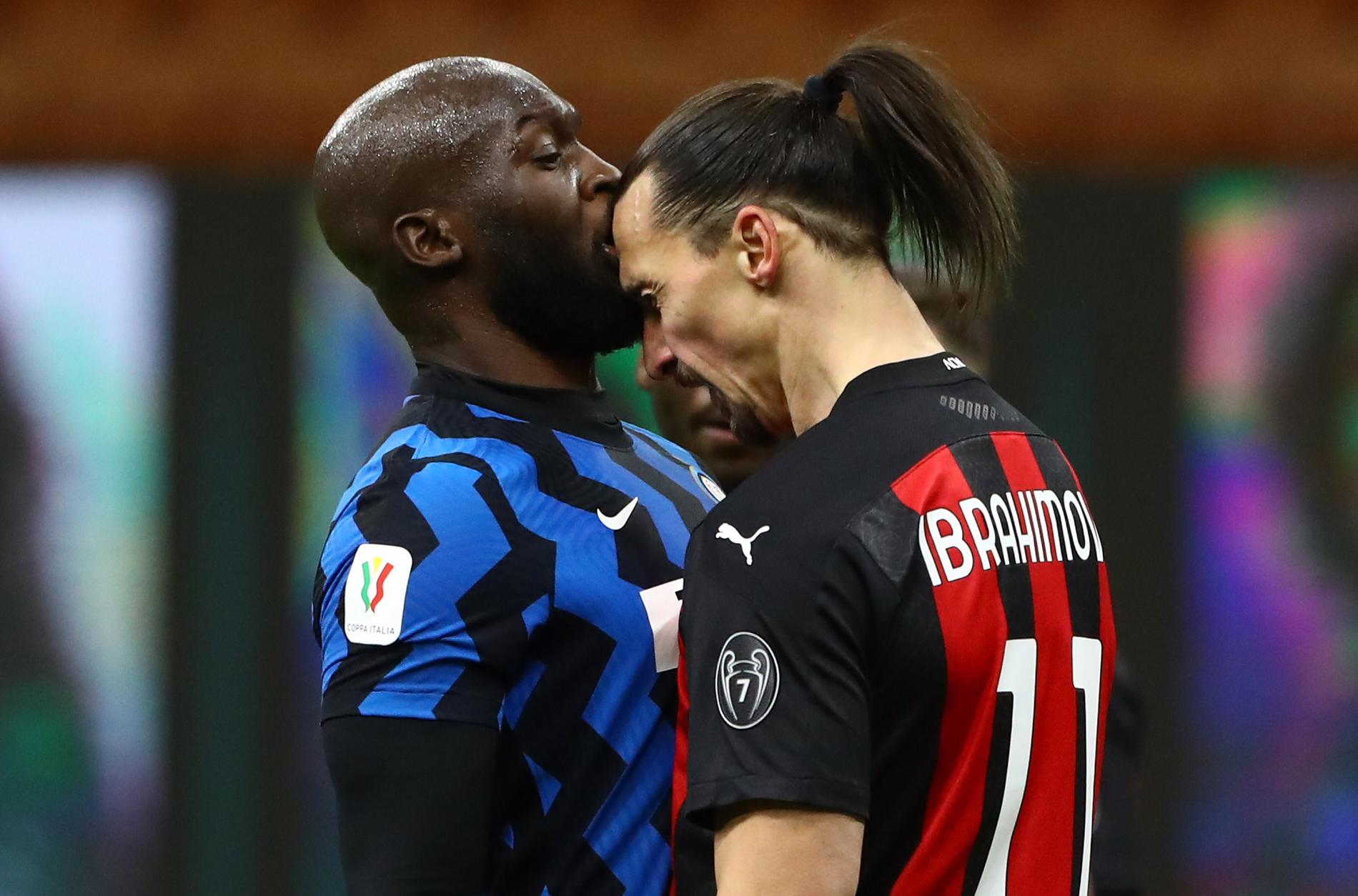 Romelu Lukaku och Zlatan Ibrahimovic i bråk när Inter mötte Milan i Serie A i vintras. 
