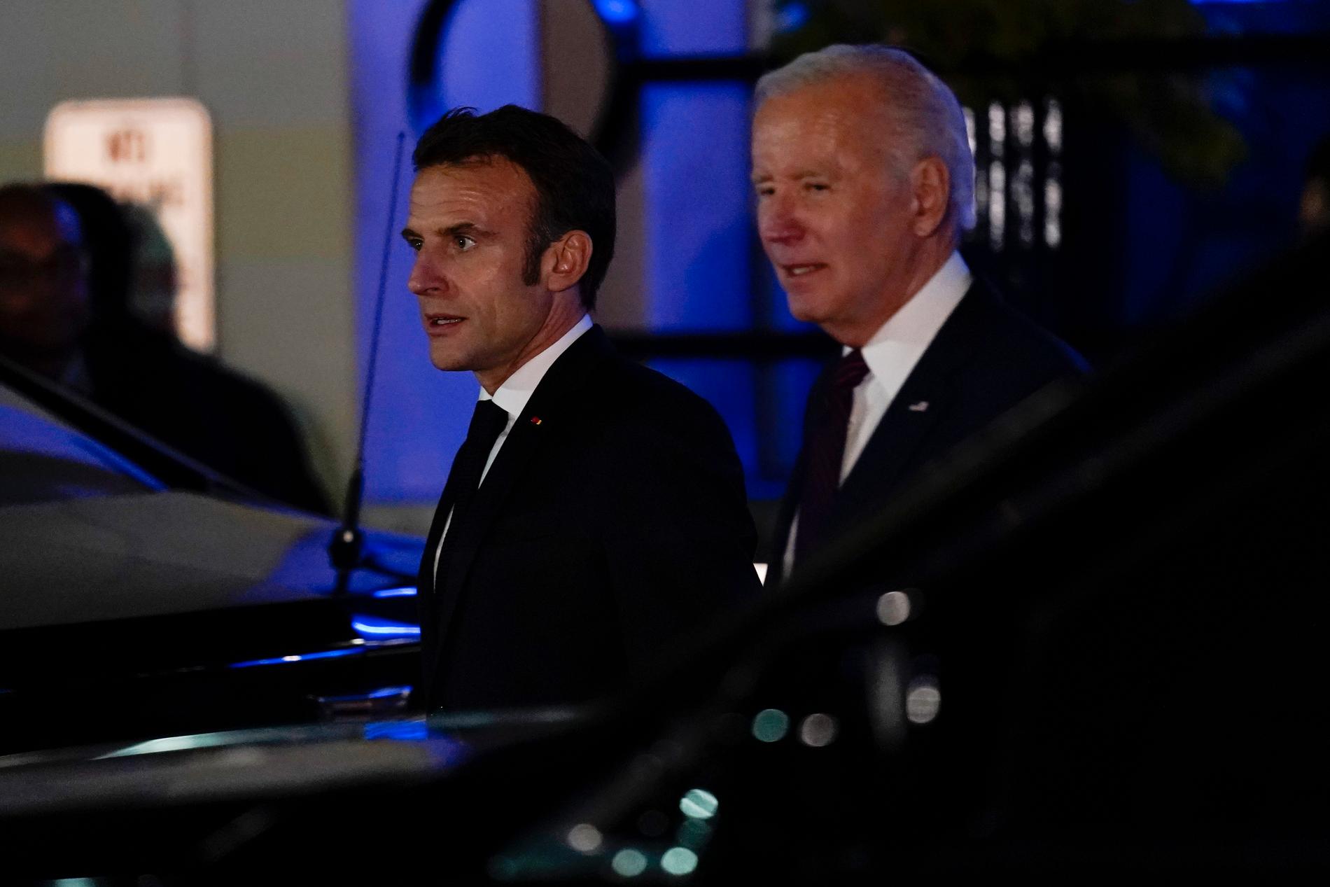 Emmanuel Macron och Joe Biden. 