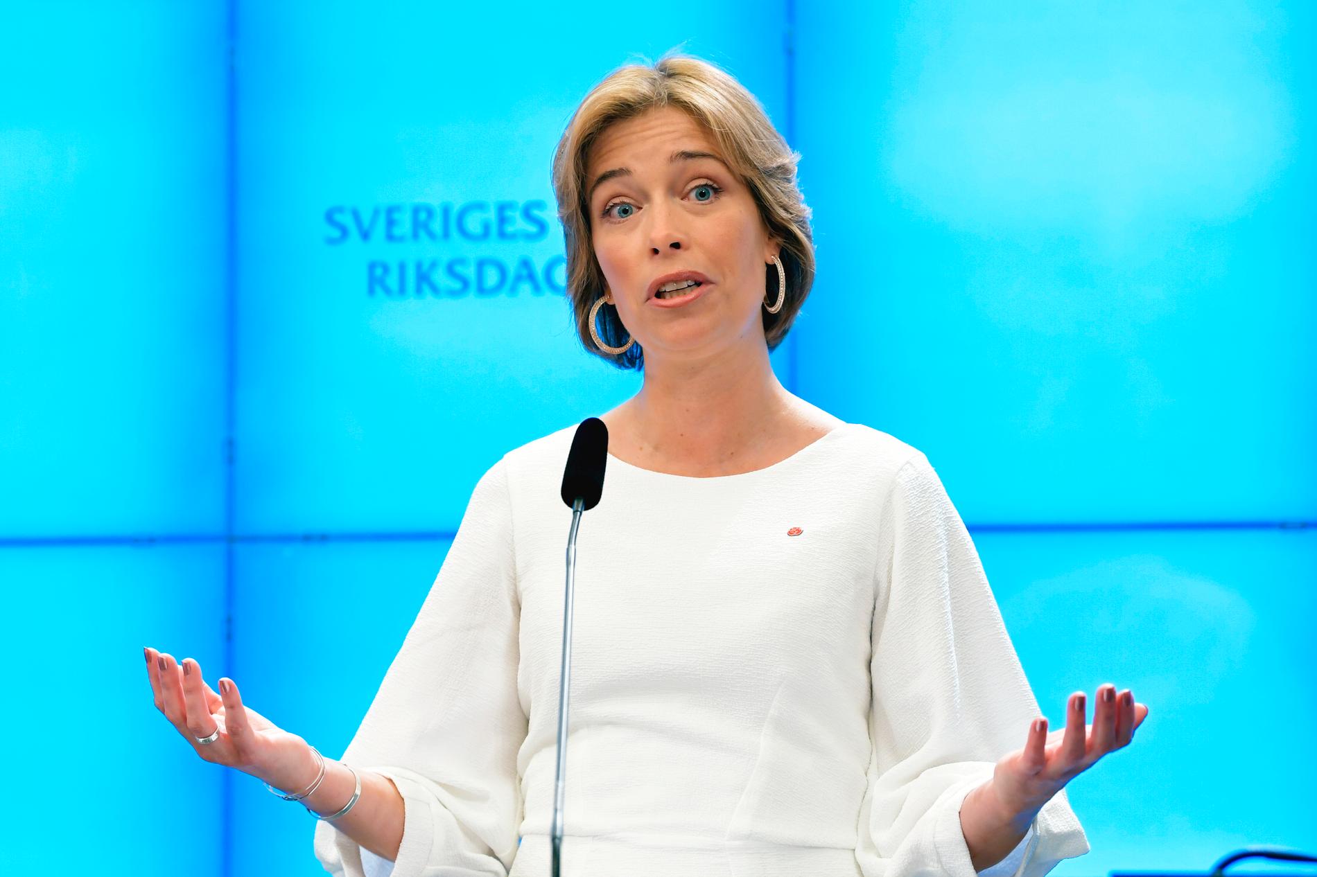 Den 28 maj kan riksdagen rösta om den misstroendeförklaring som Moderaterna har begärt mot socialförsäkringsminister Annika Strandhäll (S). Arkivbild.