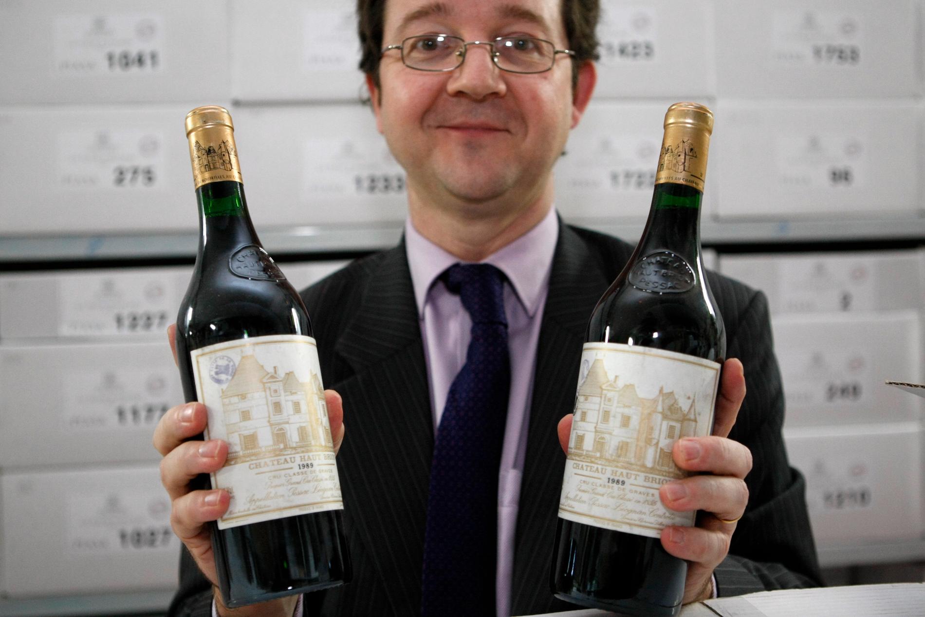 Två flaskor Château Haut-Brion auktioneras ut 2009. Arkivbild.