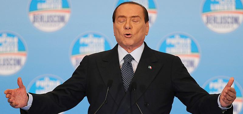 Snart 77-årige mediemagnaten och förre premiärministern Silvio Berlusconi gör politisk comeback med sitt Frihetens parti i dagens val i Italien. Foto: AP