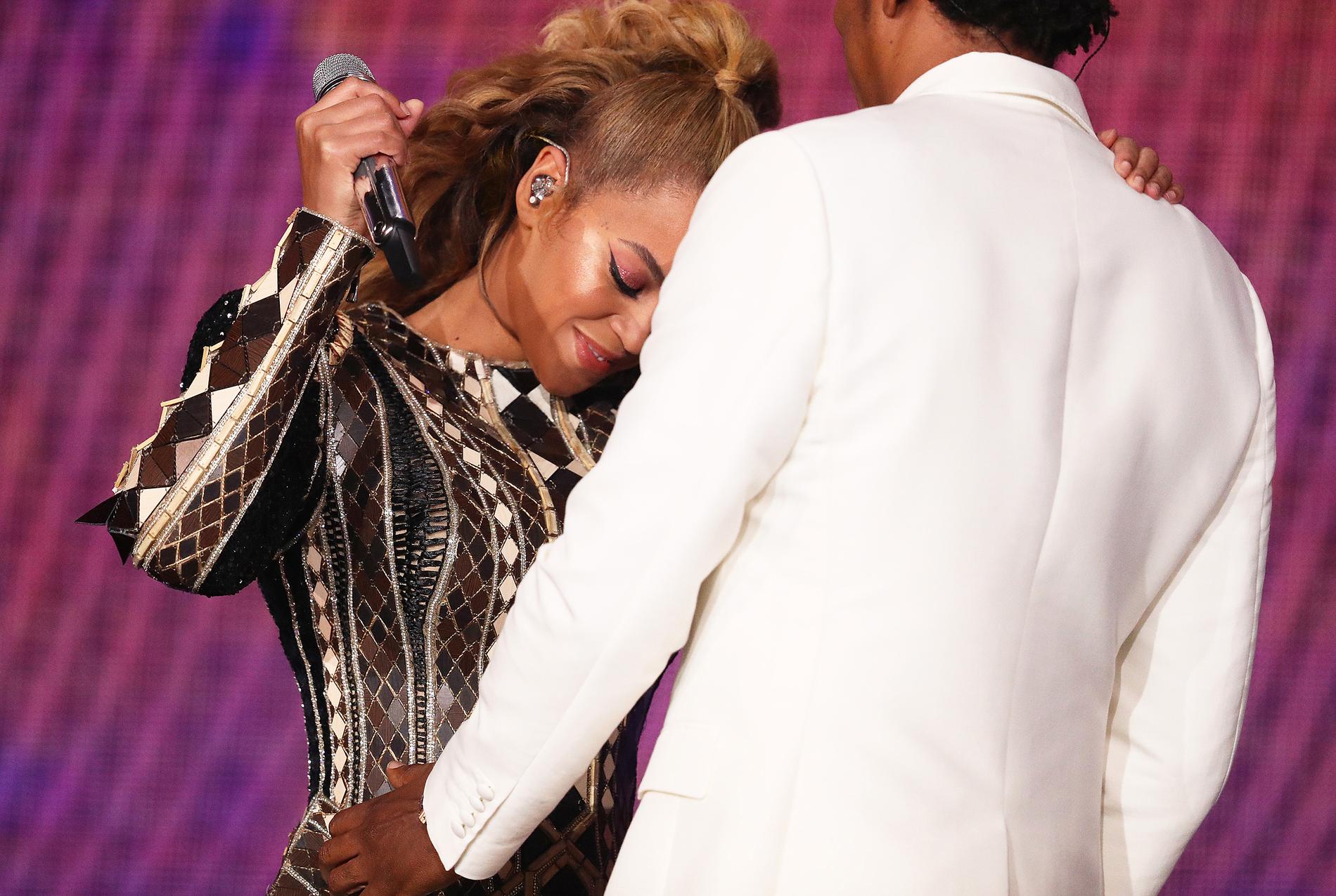 Beyoncé och Jay-Z under deras spelning i Stockholm.