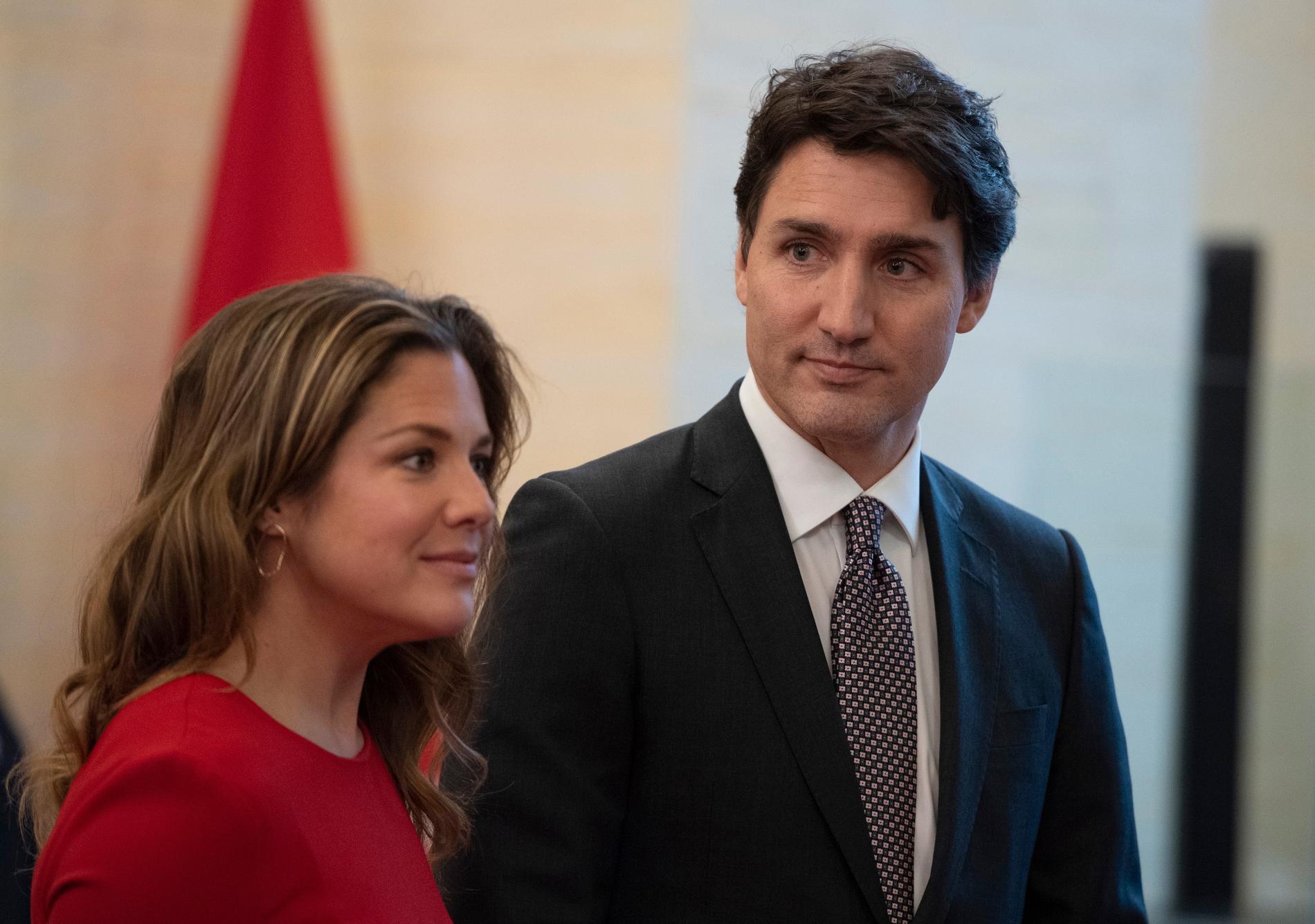 Sophie Grégoire Trudeau med sin man Justin Trudeau. Arkivbild.