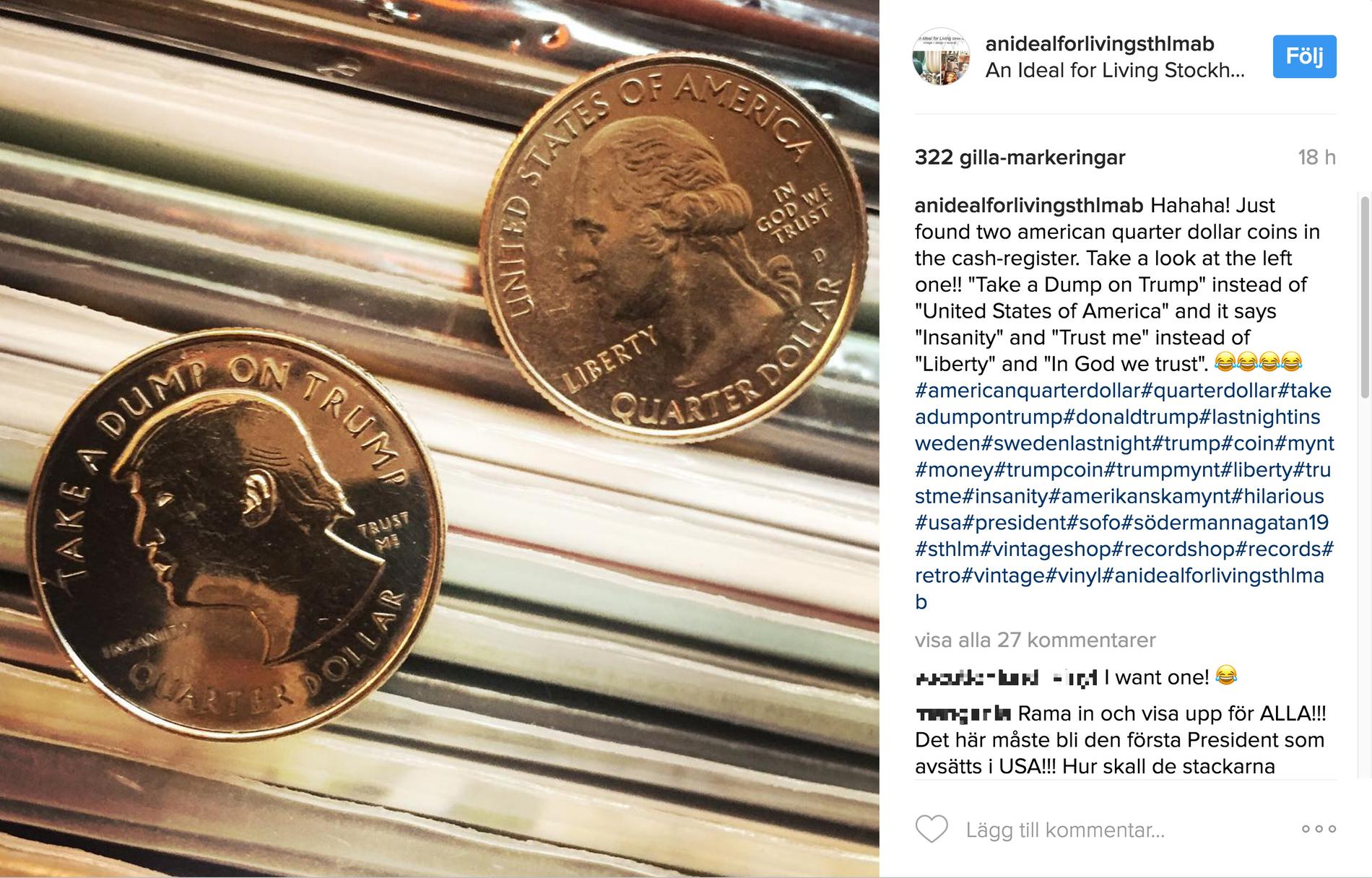 Kristina postade bilder på mynten på Instagram.