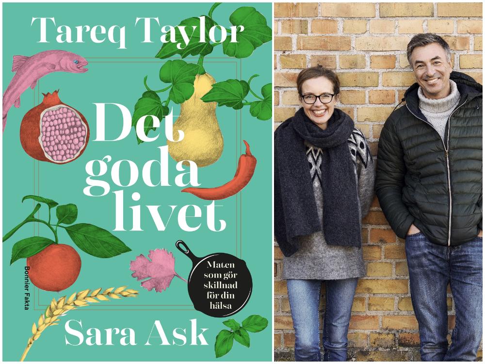Tareq Taylor och Sara Ask med sin nya bok ”Det goda livet”, Bonnier fakta.