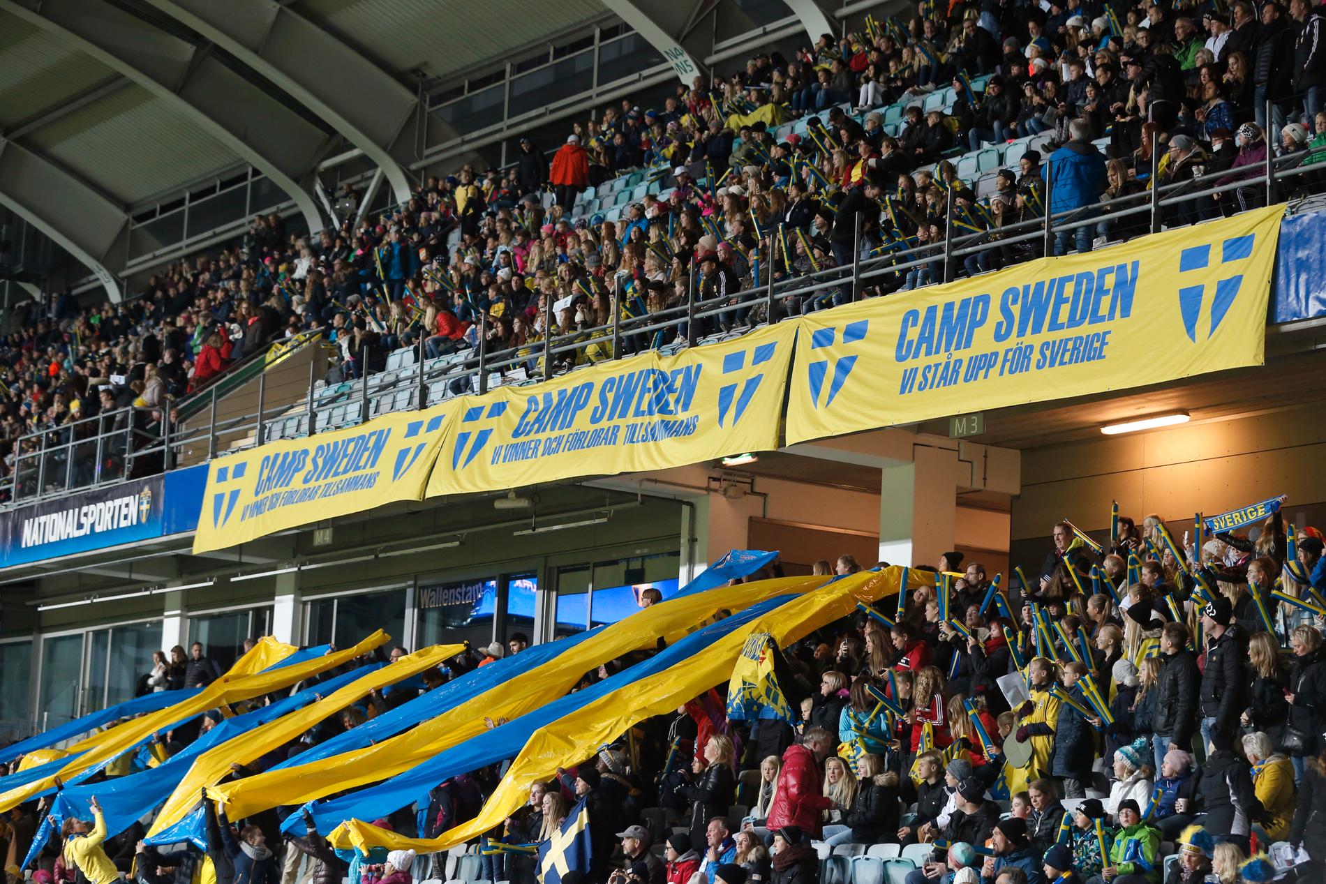 Över 11 000 åskådare såg EM-kvalmatchen mellan Sverige och Danmark för två år sedan. Arkivbild.