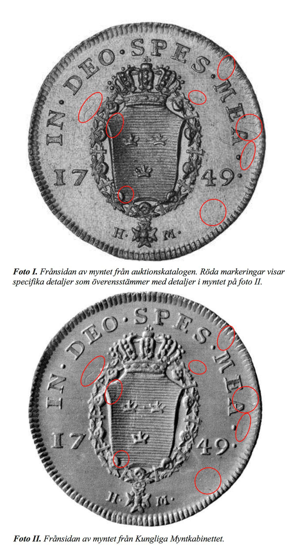 Fredrik I-dukat från 1749 värderad till 65 000 kronor.
